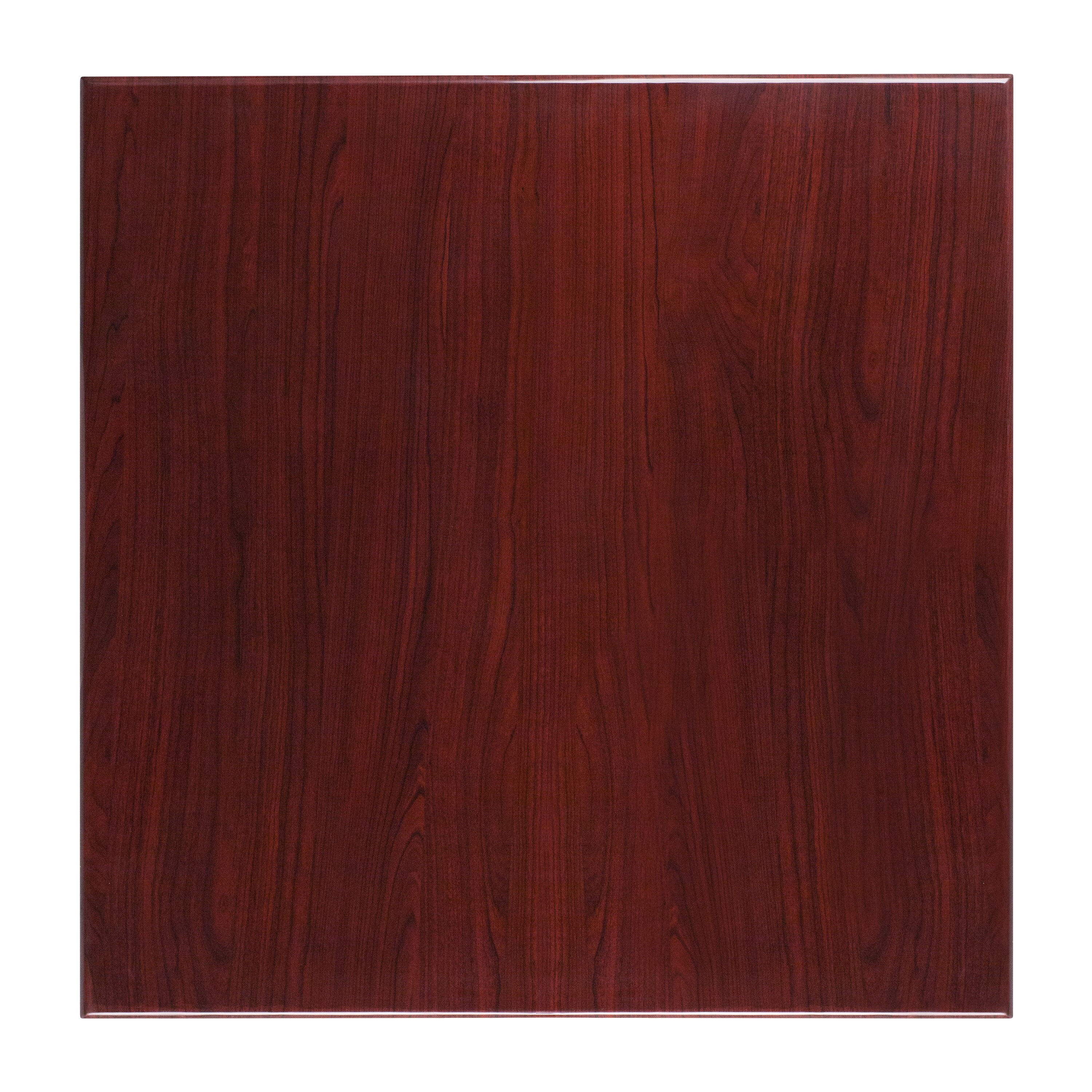 Flash Furniture 889142008552 36-in Square High-Gloss Mahogany Resin Table Top with 2-in Thick Drop-Lip