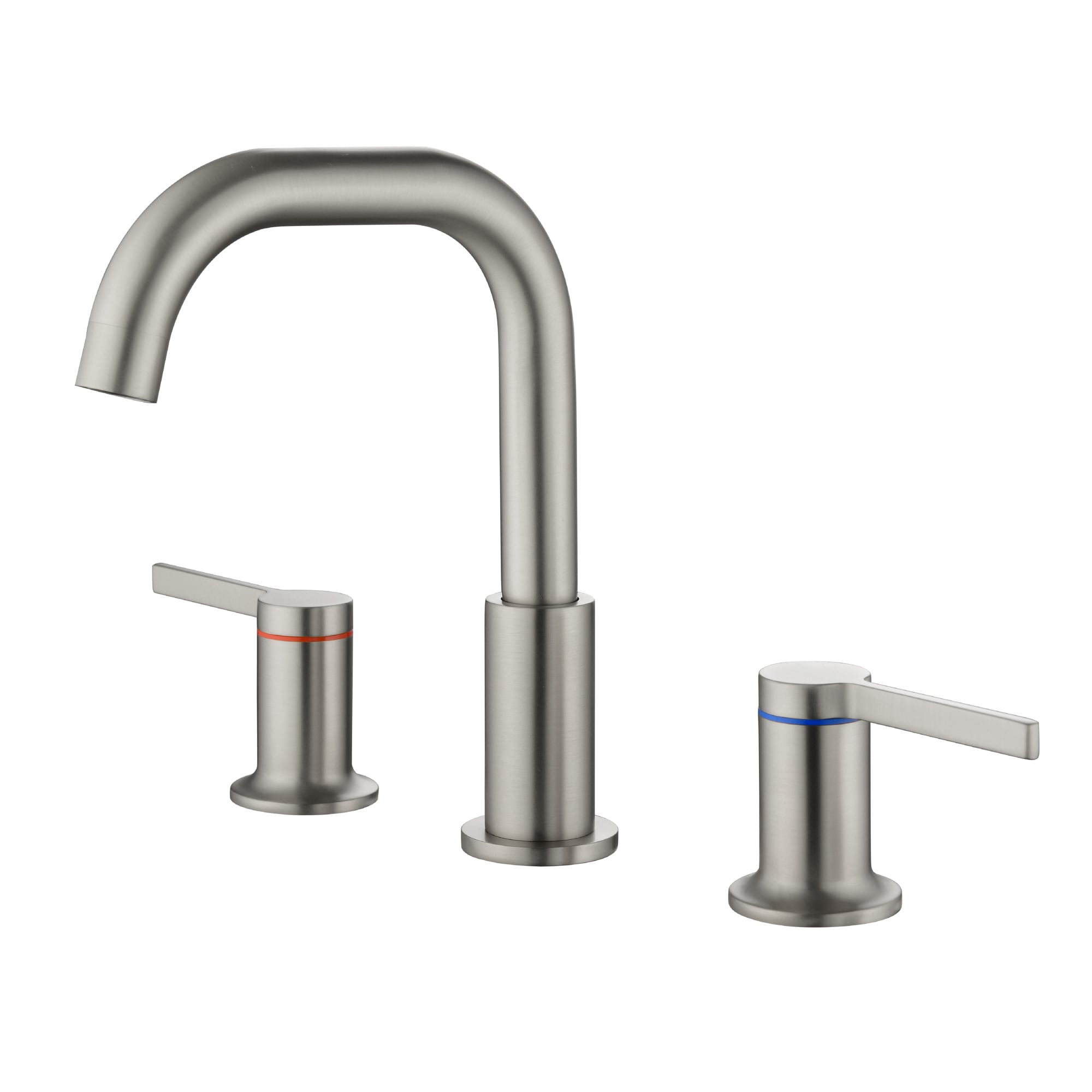 Mondawe MD1510BN Brushed Nickel Widespread 2-handle Low-arc Commercial/Residential Handle Bathroom Sink Faucet