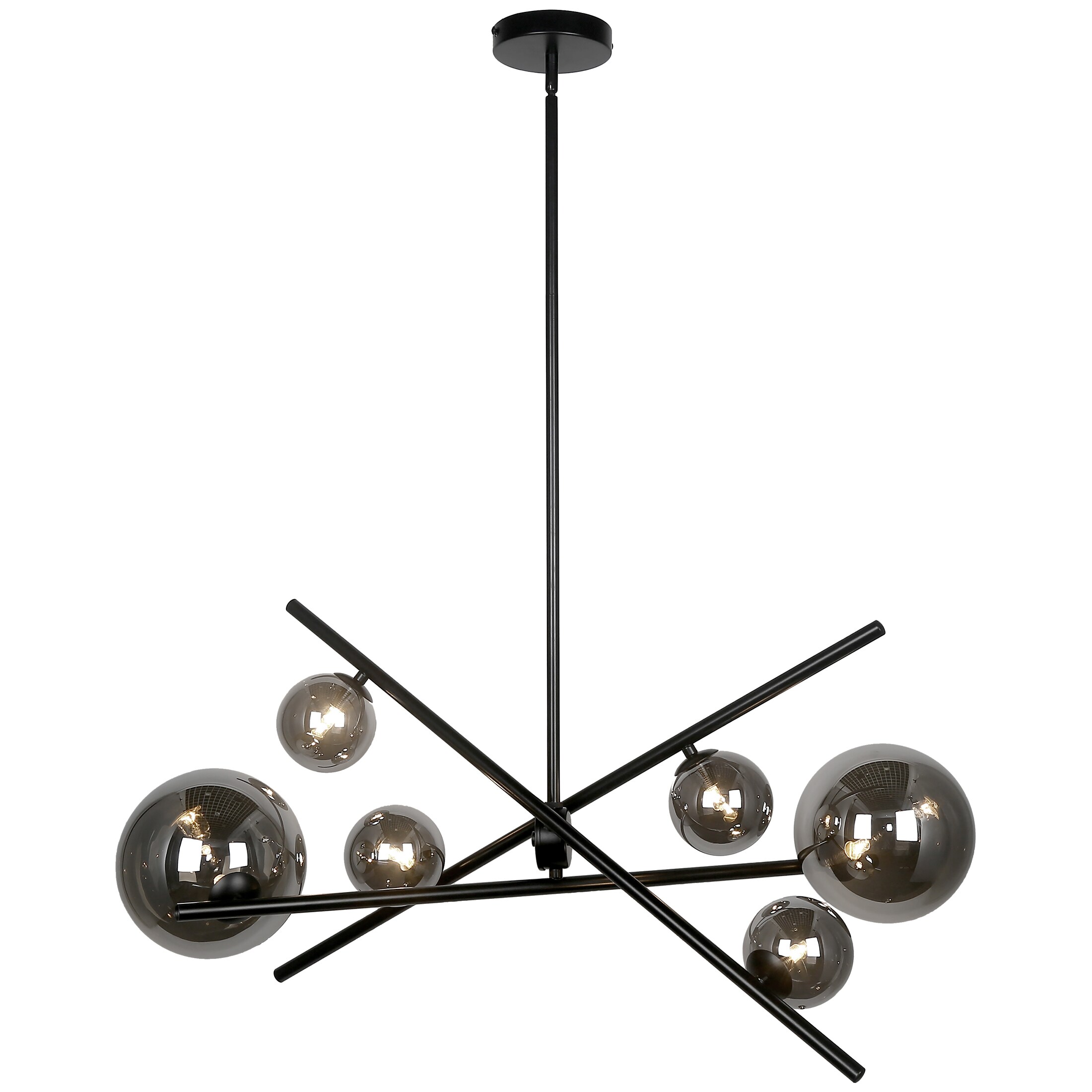 Dainolite PAM-276HP-MB Pamela 6 -Light Matte Black Modern/contemporary Tinted glass Globe Large Hanging Pendant light