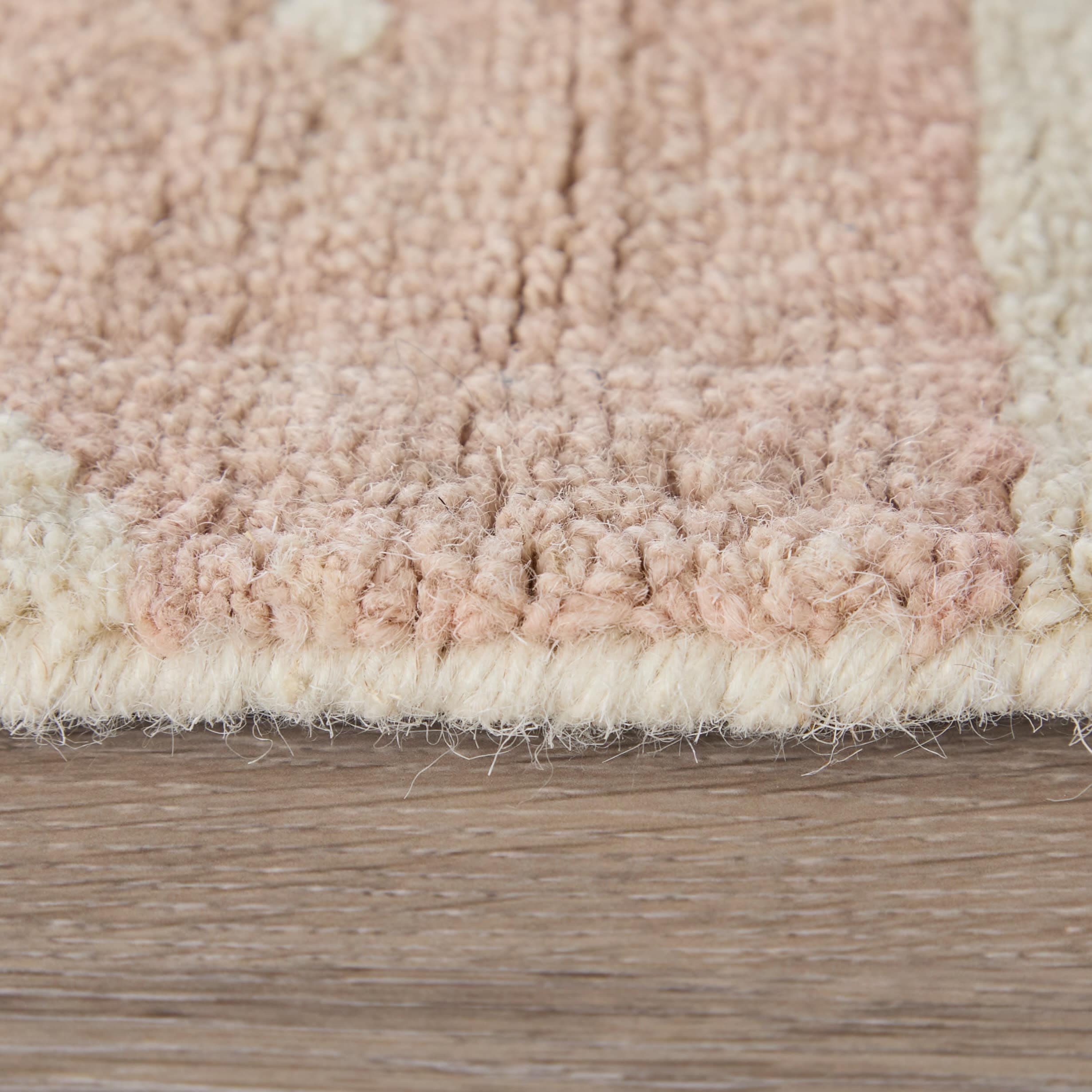 Artisanal Ivory Geometric Wool 24" Rectangular Rug