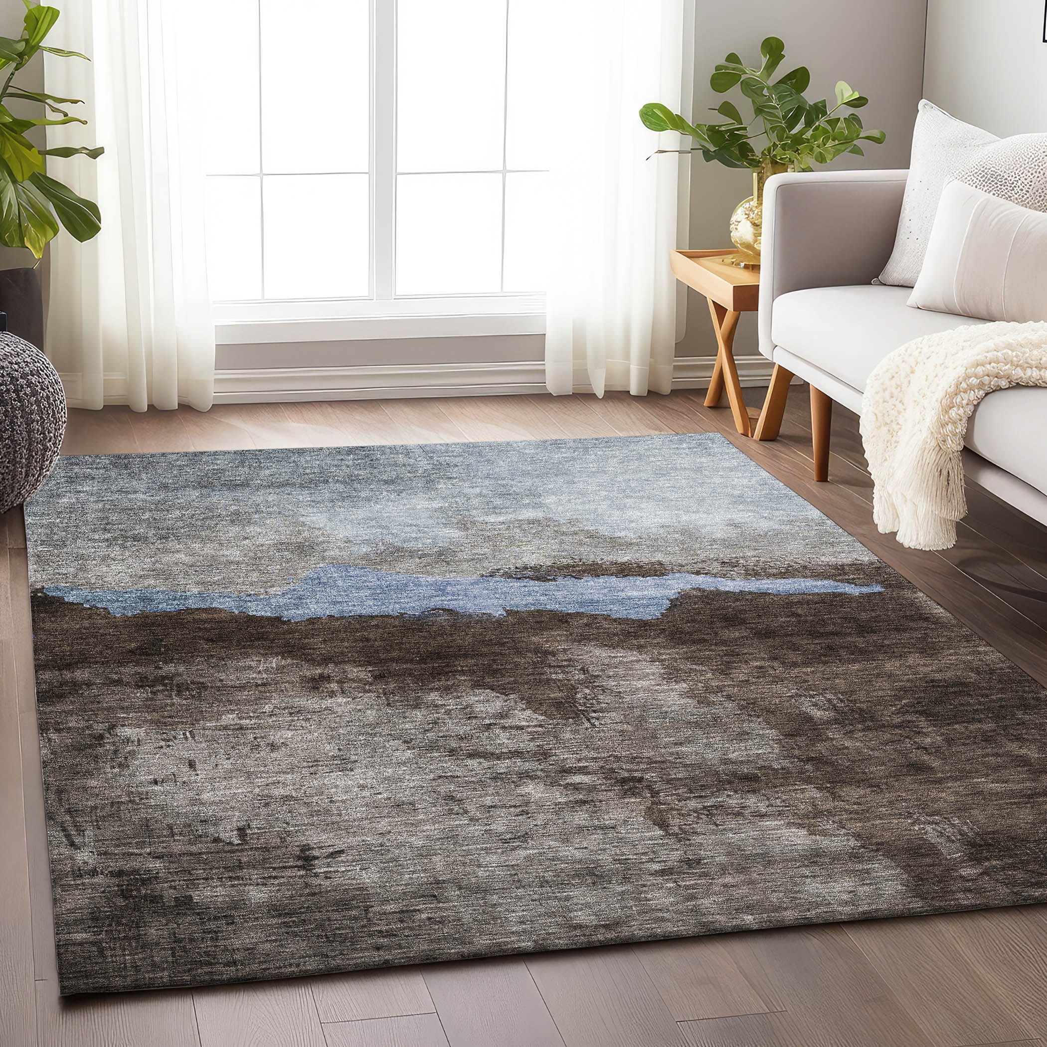Addison Rugs ACN1069CH5X8 Chantille ACN1069CH 5 x 7 (ft) Polyester Chocolate Rectangular Indoor/Outdoor Geometric Machine washable Area rug
