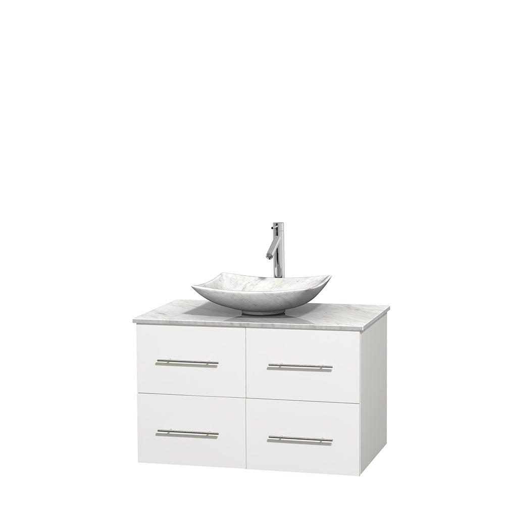 Wyndham Collection Centra 36-in White Single Sink Bathroom Vanity with ...