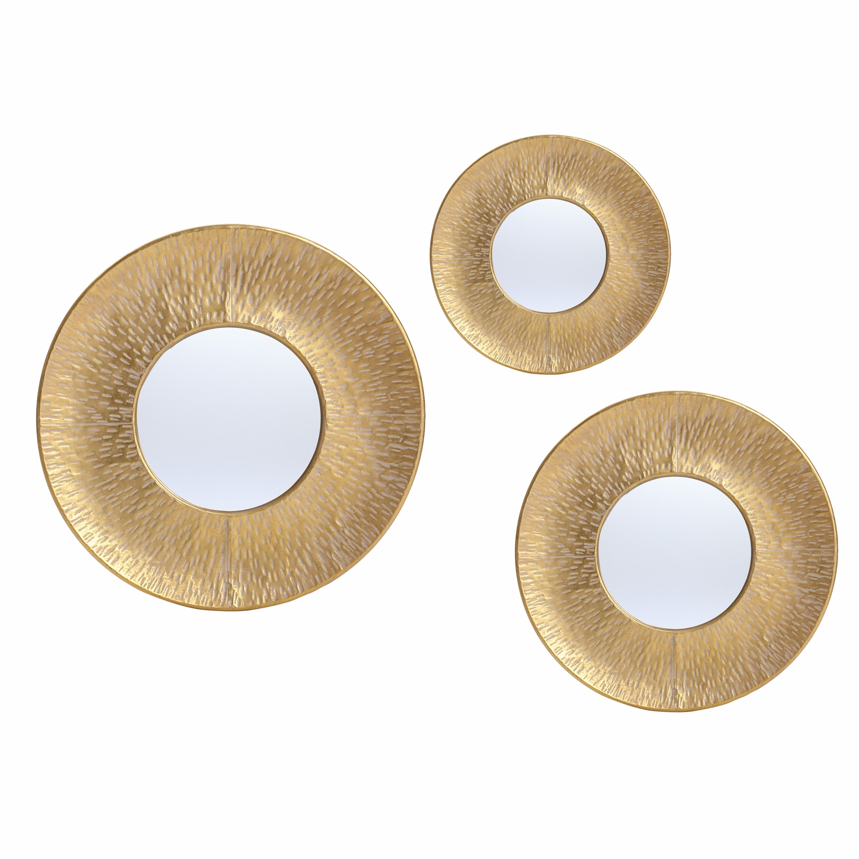 LuxenHome WHA1817 22.25-in W x 22.25-in H Round Gold Framed Wall Mirror