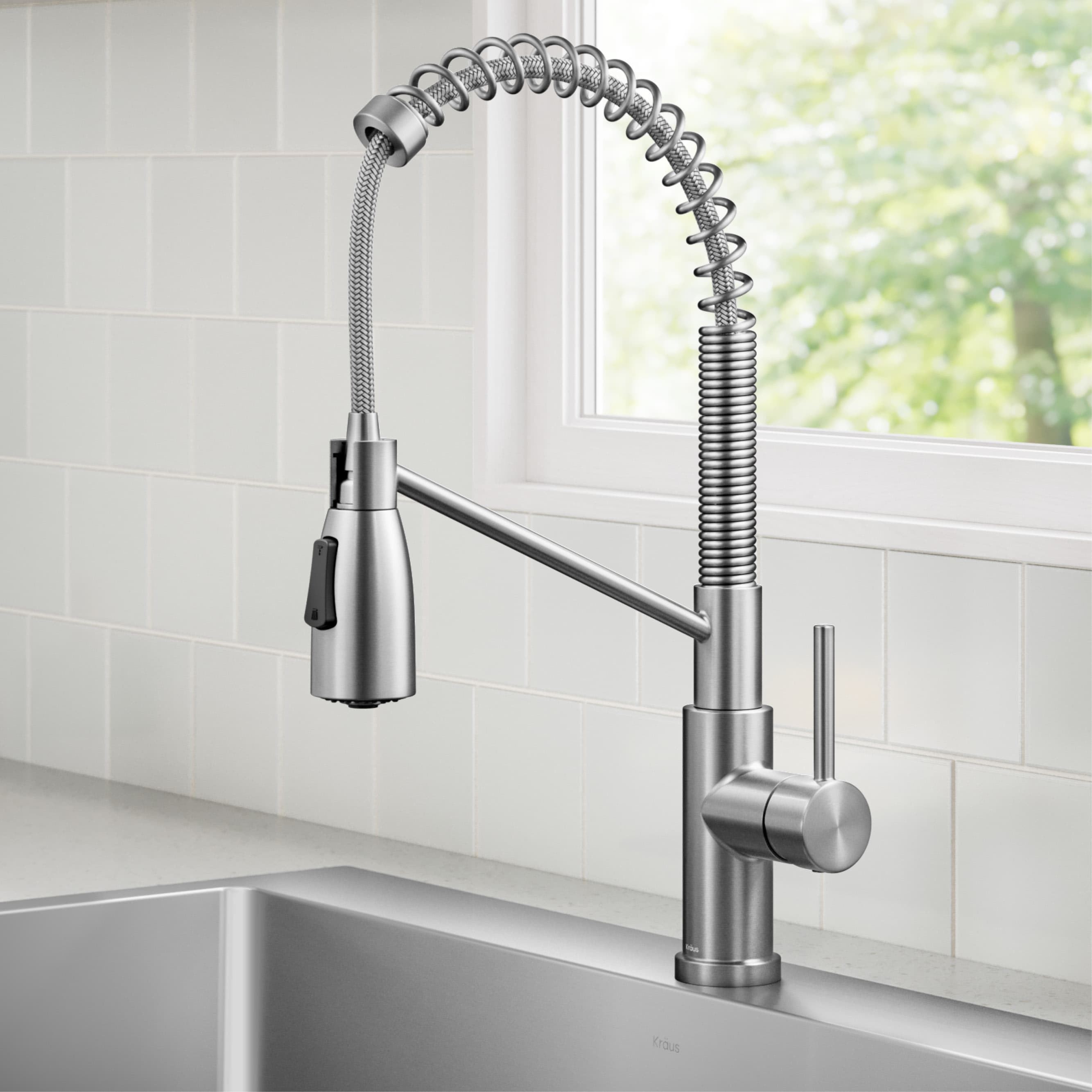 Kraus KPF-1617SFS Coda Spot Free Stainless Steel Single Handle Deck-mount Pull-down Kitchen Faucet with Sprayer