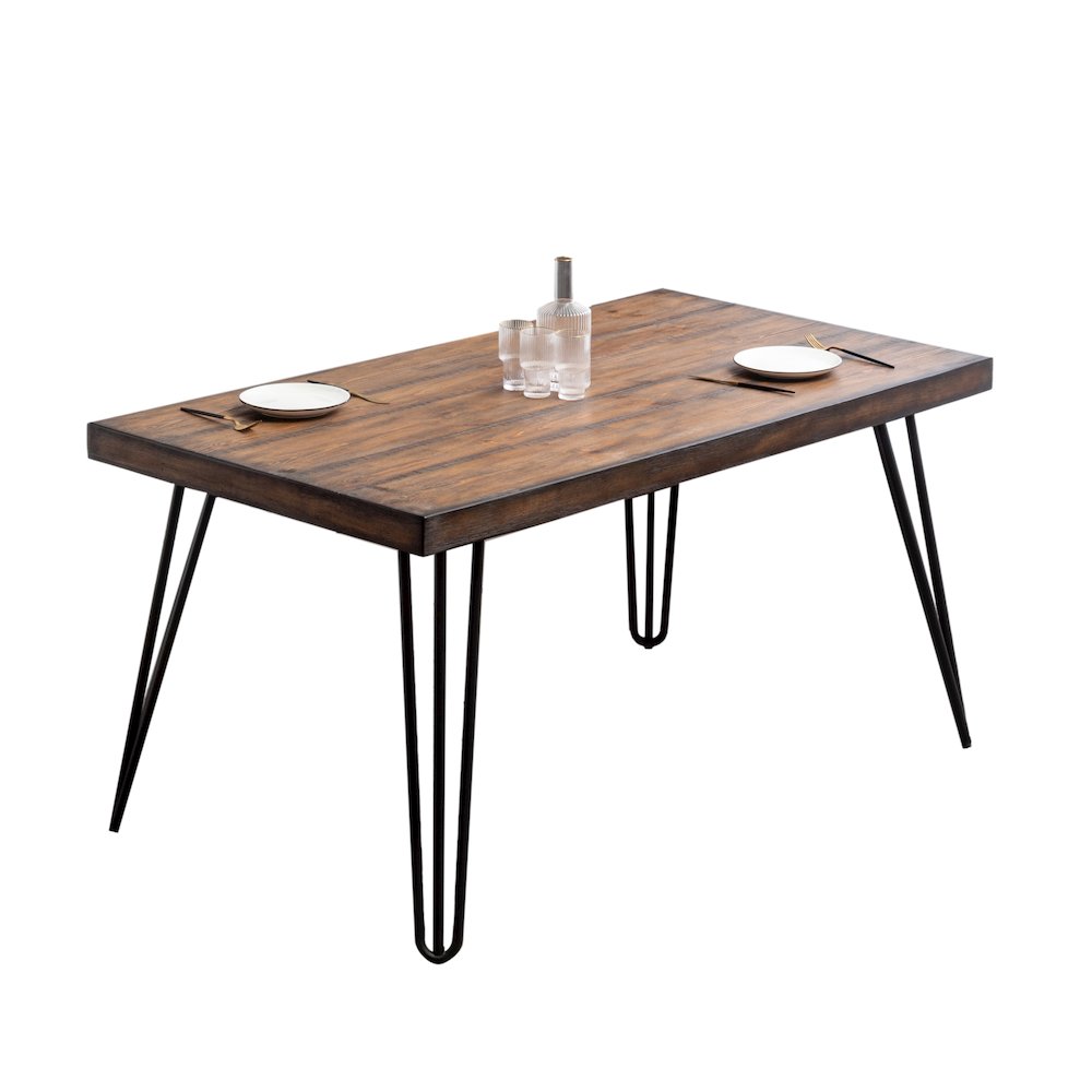 Roundhill Furniture Aryven Industrial Metal Hairpin Design Dining Table ...