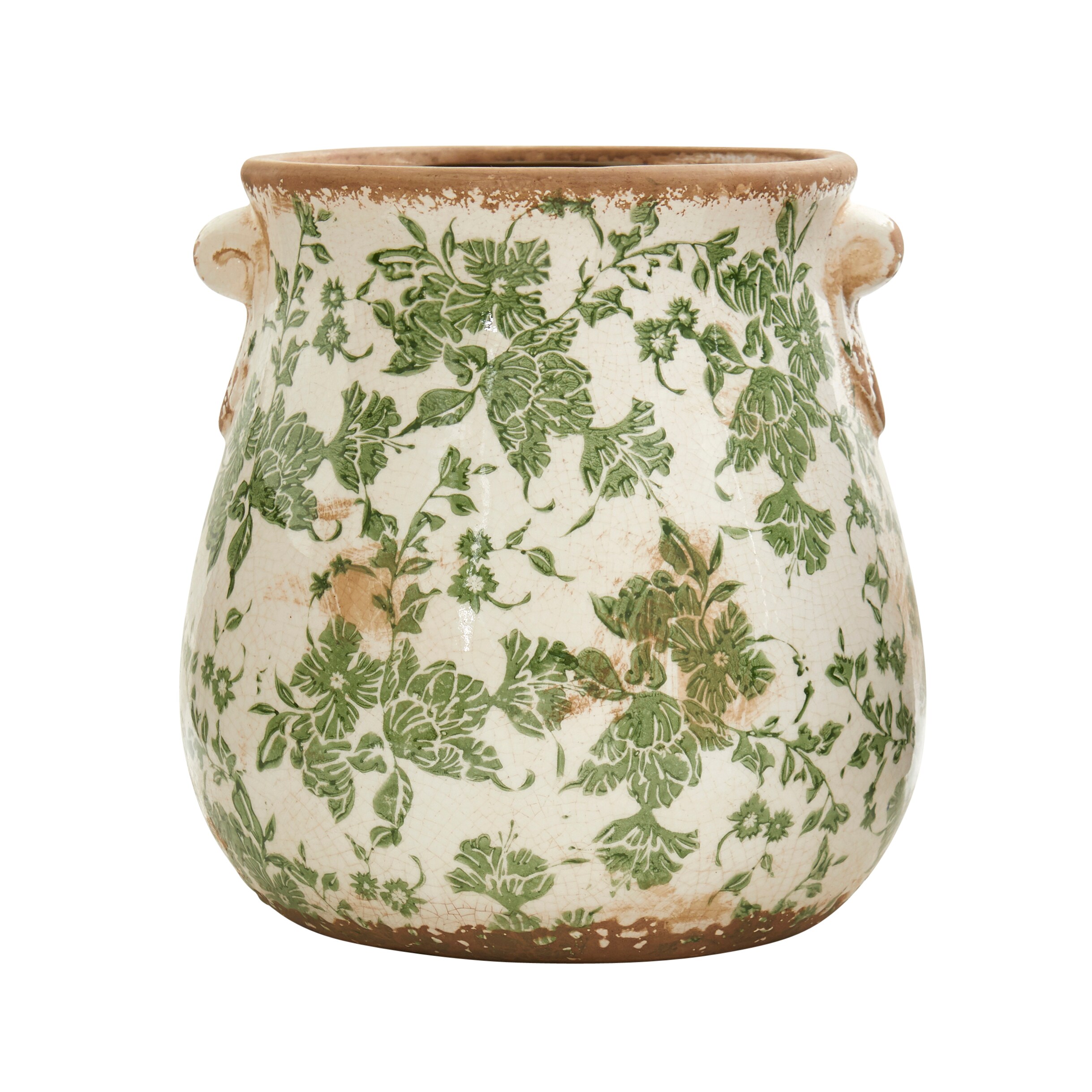  10-in Tuscan Ceramic Green Scroll Planter