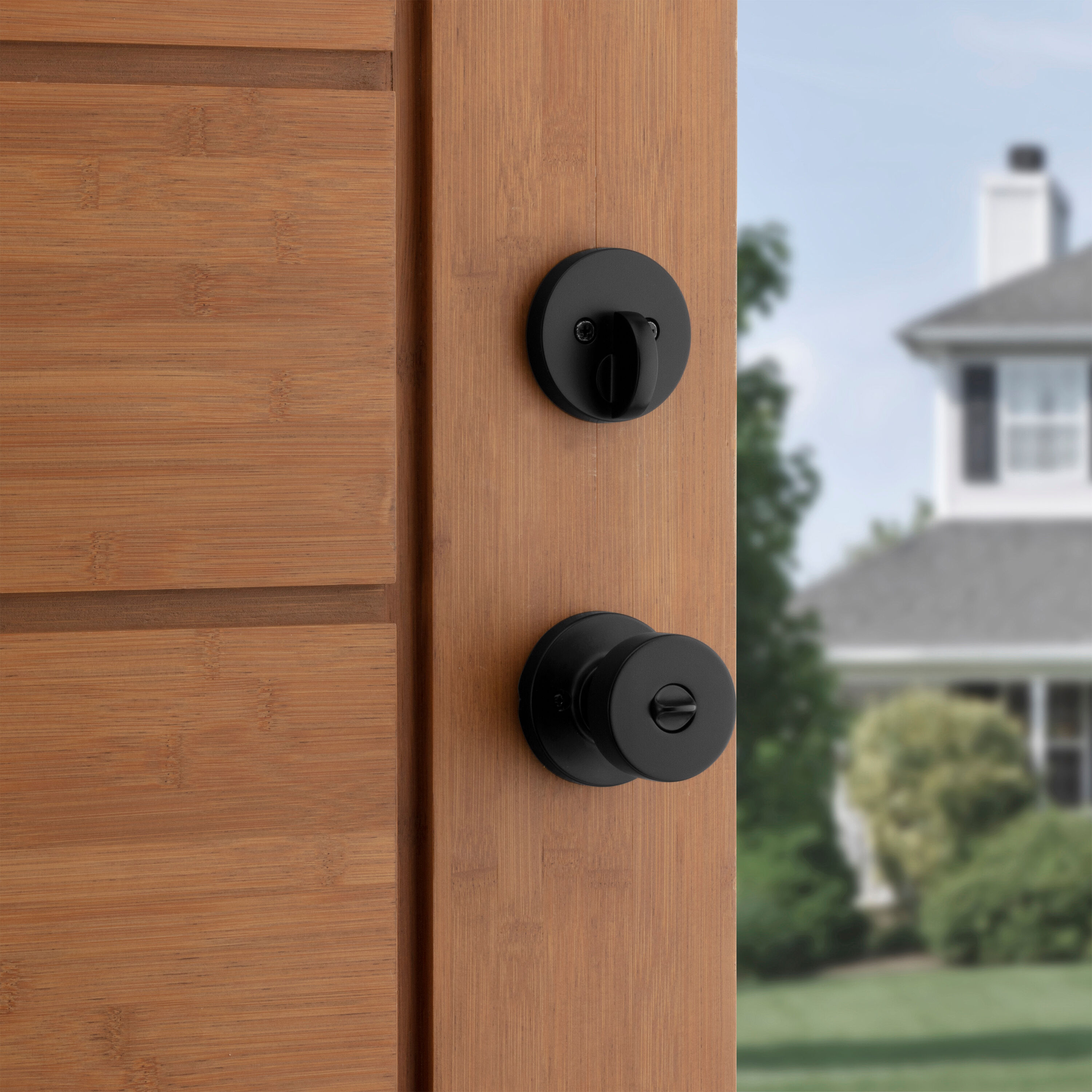 Kwikset Pismo Matte Black Smartkey Interior Single-cylinder deadbolt ...