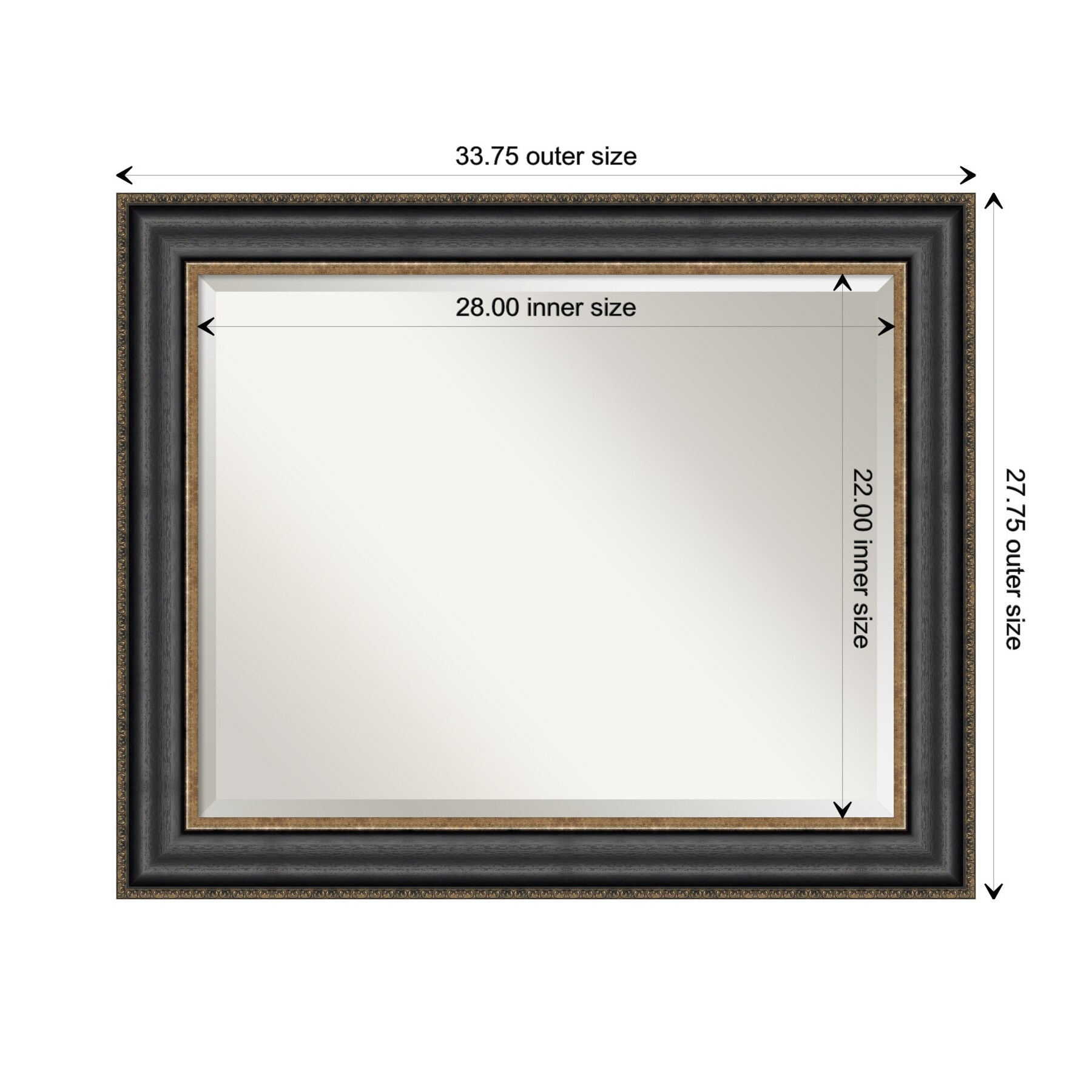 Thomas Black Bronze Rectangular Wall Mirror with Wood Frame