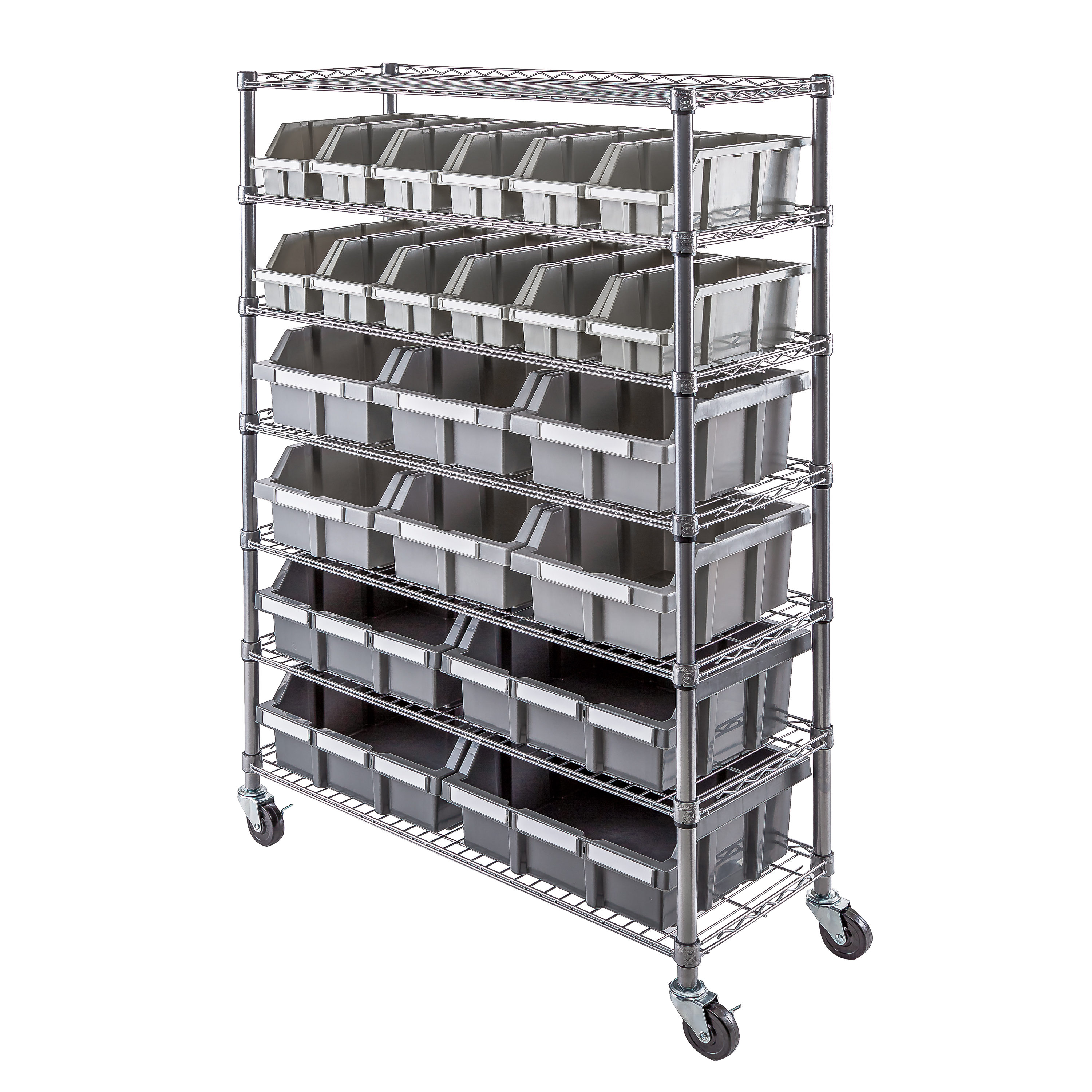 Seville Classics 4-Tier Steel Wire Shelving with Wheels, 30 W x 14 D x 48 H