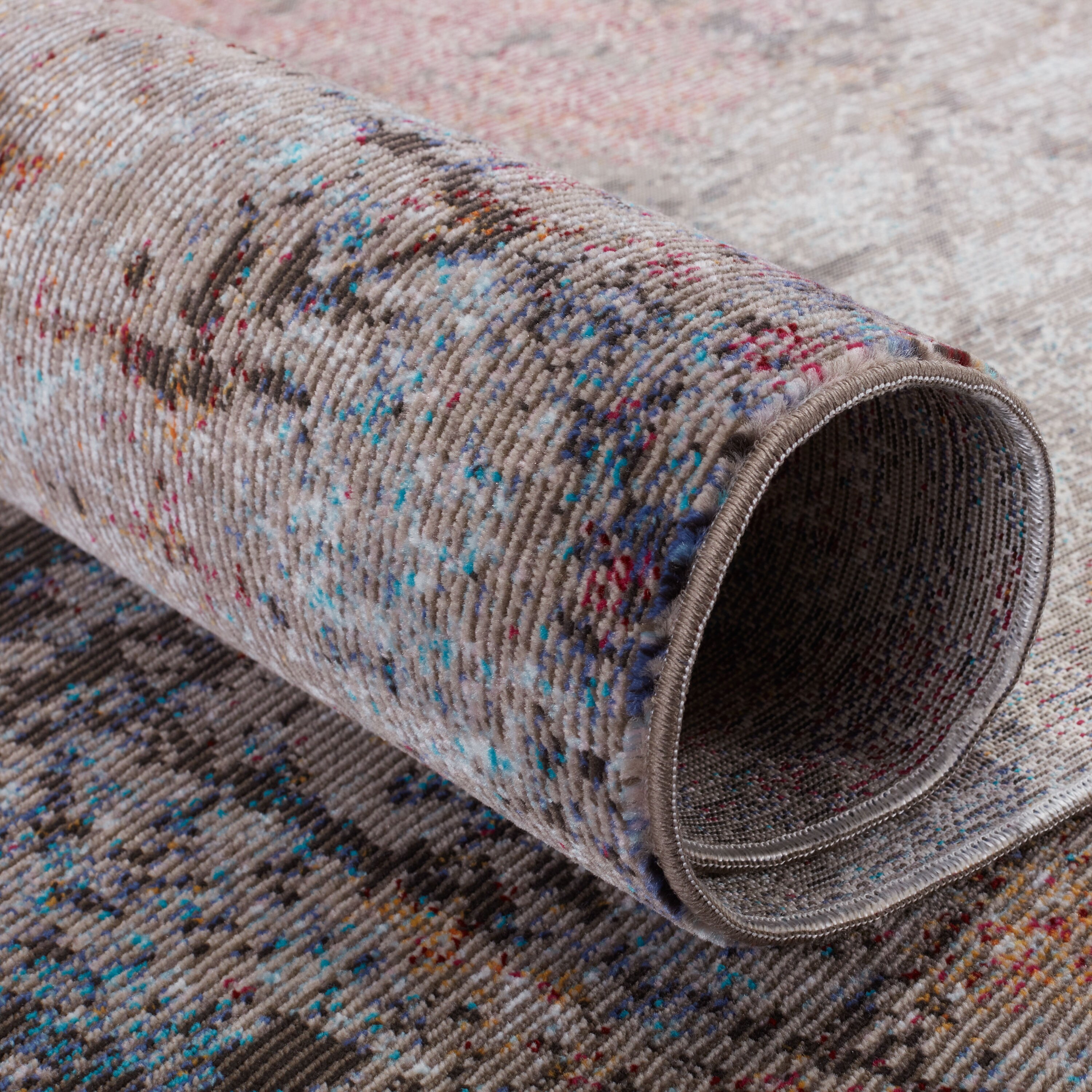 Borealis Abstract Magenta and Gray 6'x9' Synthetic Area Rug