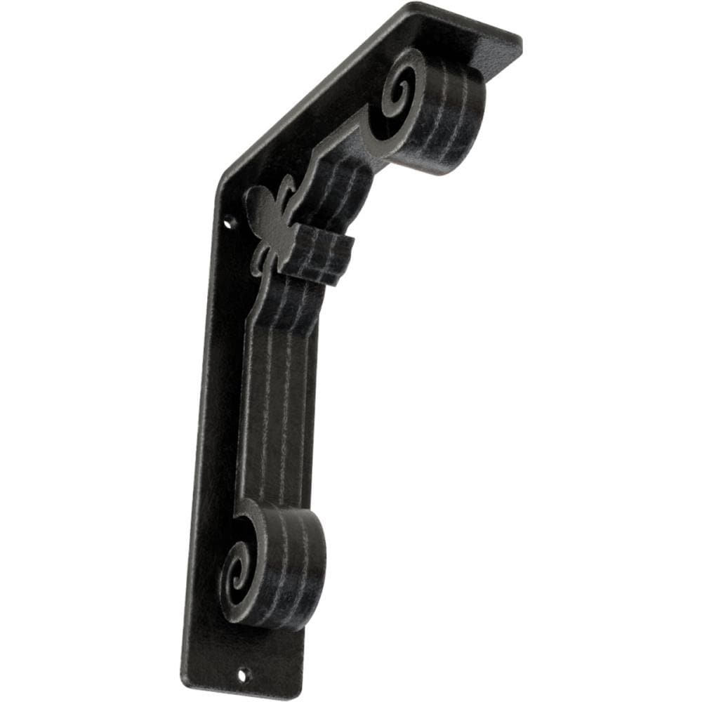 Ekena Millwork BKTM02X05X08TFLAPW Fleur De Lis 5.5-in x 2-in x 8-in Gray Wrought iron Mounting bracket