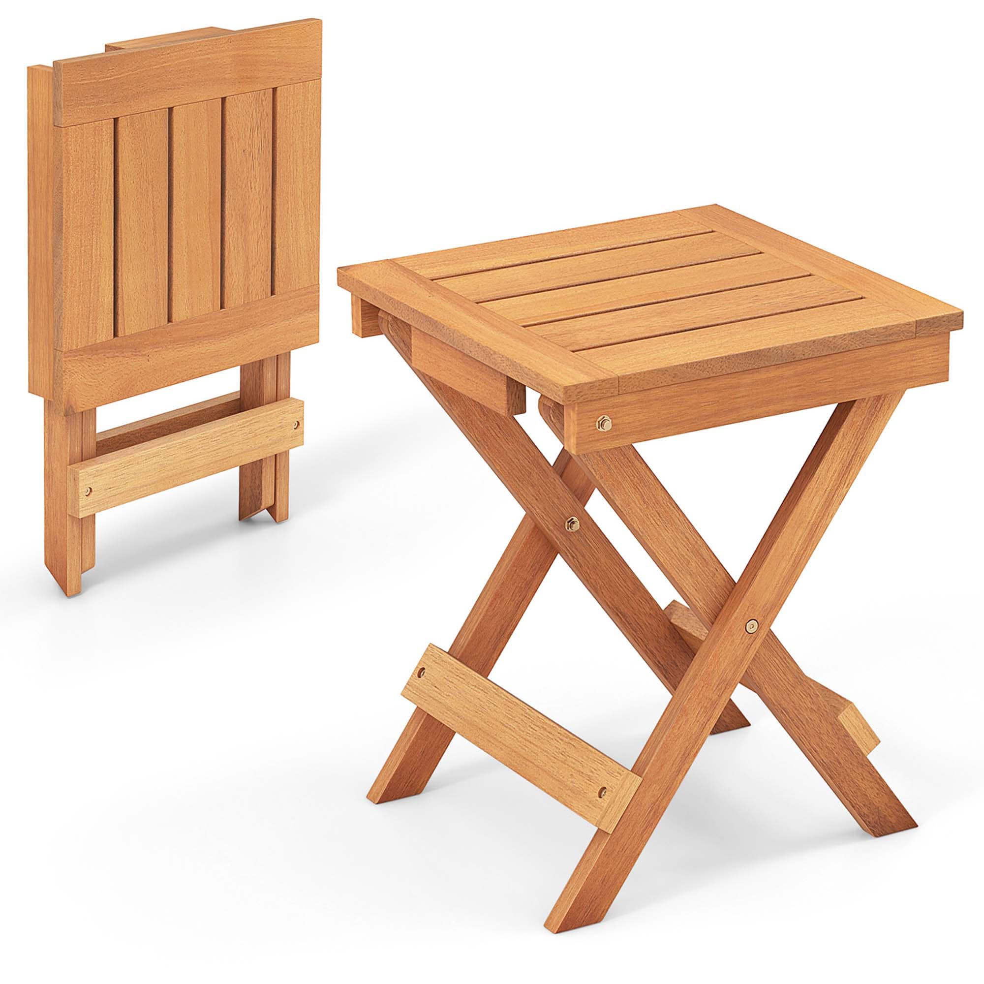 Costway HCST01220 14-in W x 18-in H Natural Wood Square Modern End Table Assembly Required