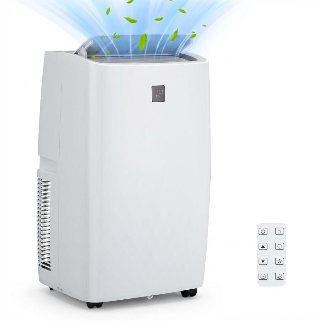 Idealhouse 14000 BTU Portable Air Conditioner AC Unit with Dehumidifier Fan 3 Speeds Remote Control 24H Timer and Window Kit for Up to 750 Sq Ft