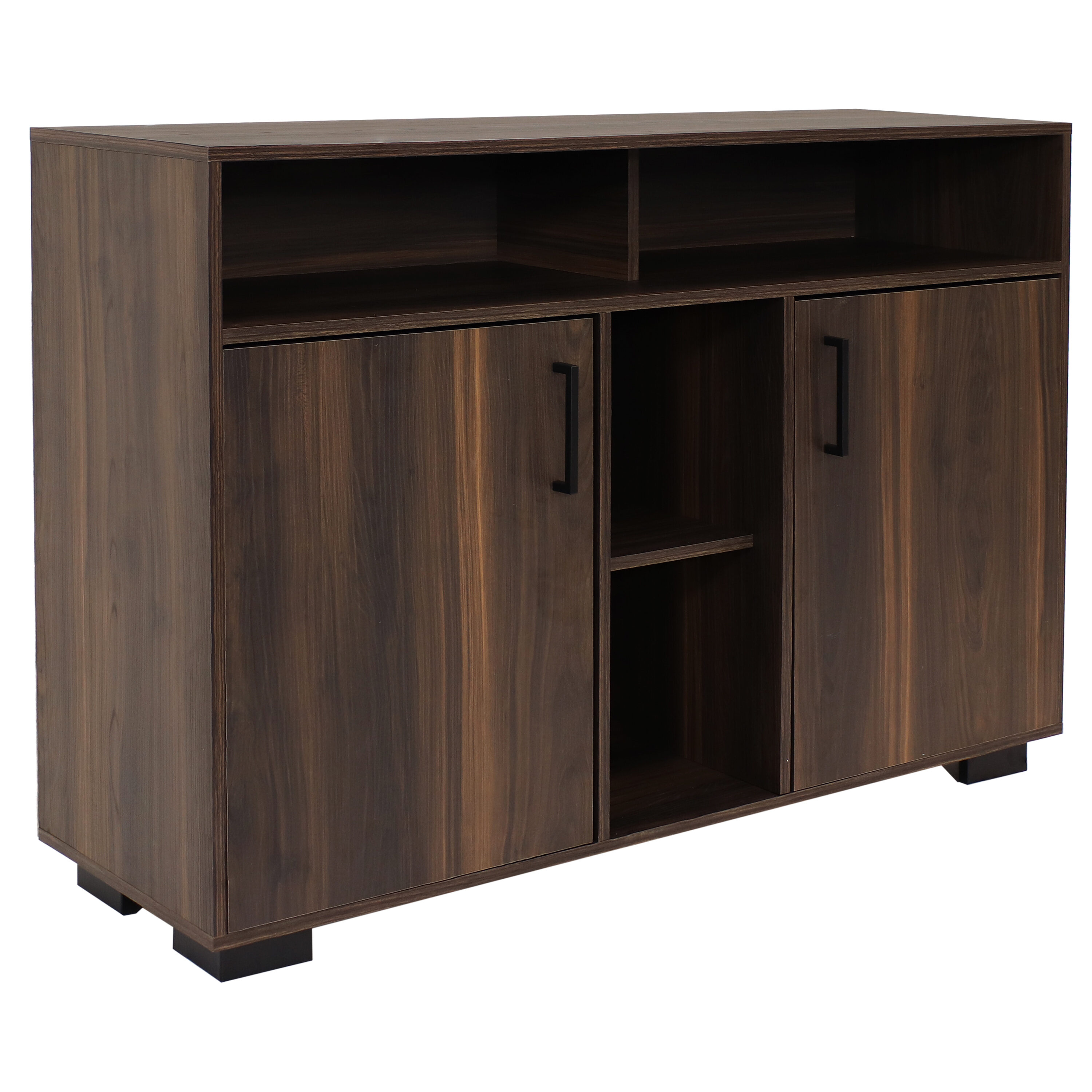 Anthony Coffee Brown Pine MDF Sideboard Buffet Cabinet with Shelves