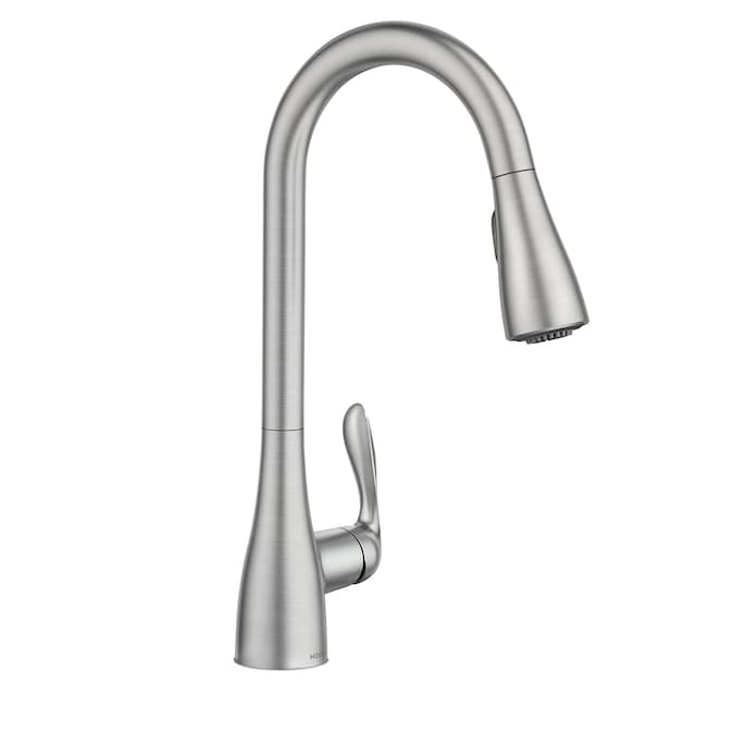 Moen Georgene Spot Resist Stainless 1 Handle Deck Mount Pull Down Handle Kitchen Faucet Deck Plate Included In The Kitchen Faucets Department At Lowes Com