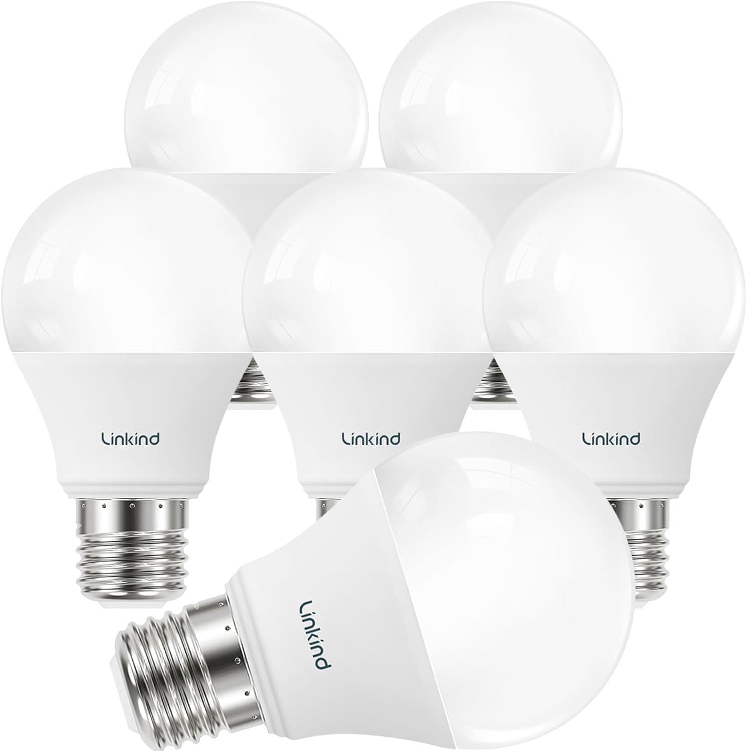 JUSJUBR 6-Pack LED Light Bulb 5W 40W Equivalent Non-Dimmable 2700K Soft White 450 Lumens E26 Standard Base Energy Efficient UL Listed for Bedroom Home Office