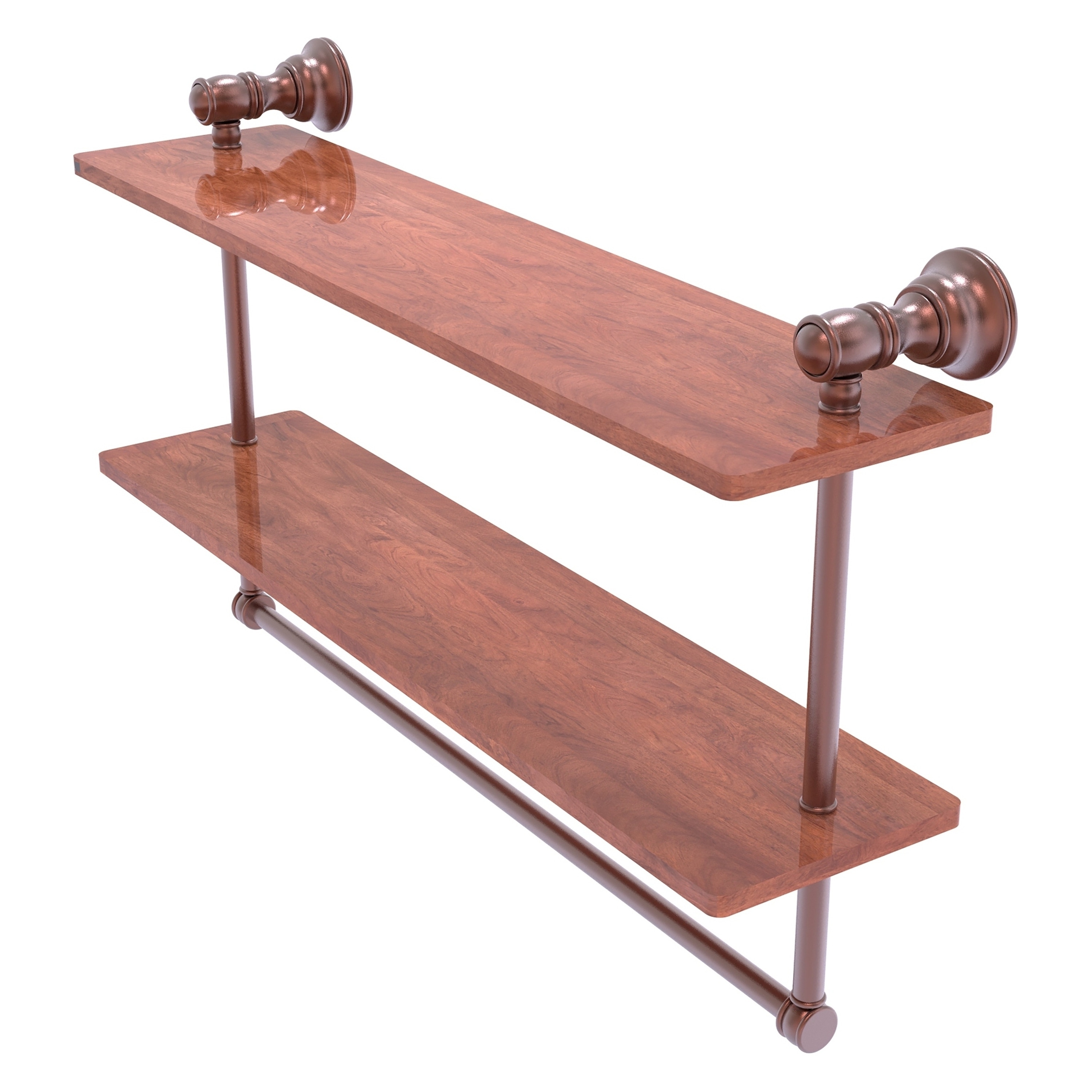 Allied Brass CL-2-22TB-IRW-CA Carolina Antique Copper 2 -Tier Wall mount Bathroom Shelf ( 22-in x 9.5-in x 5-in )