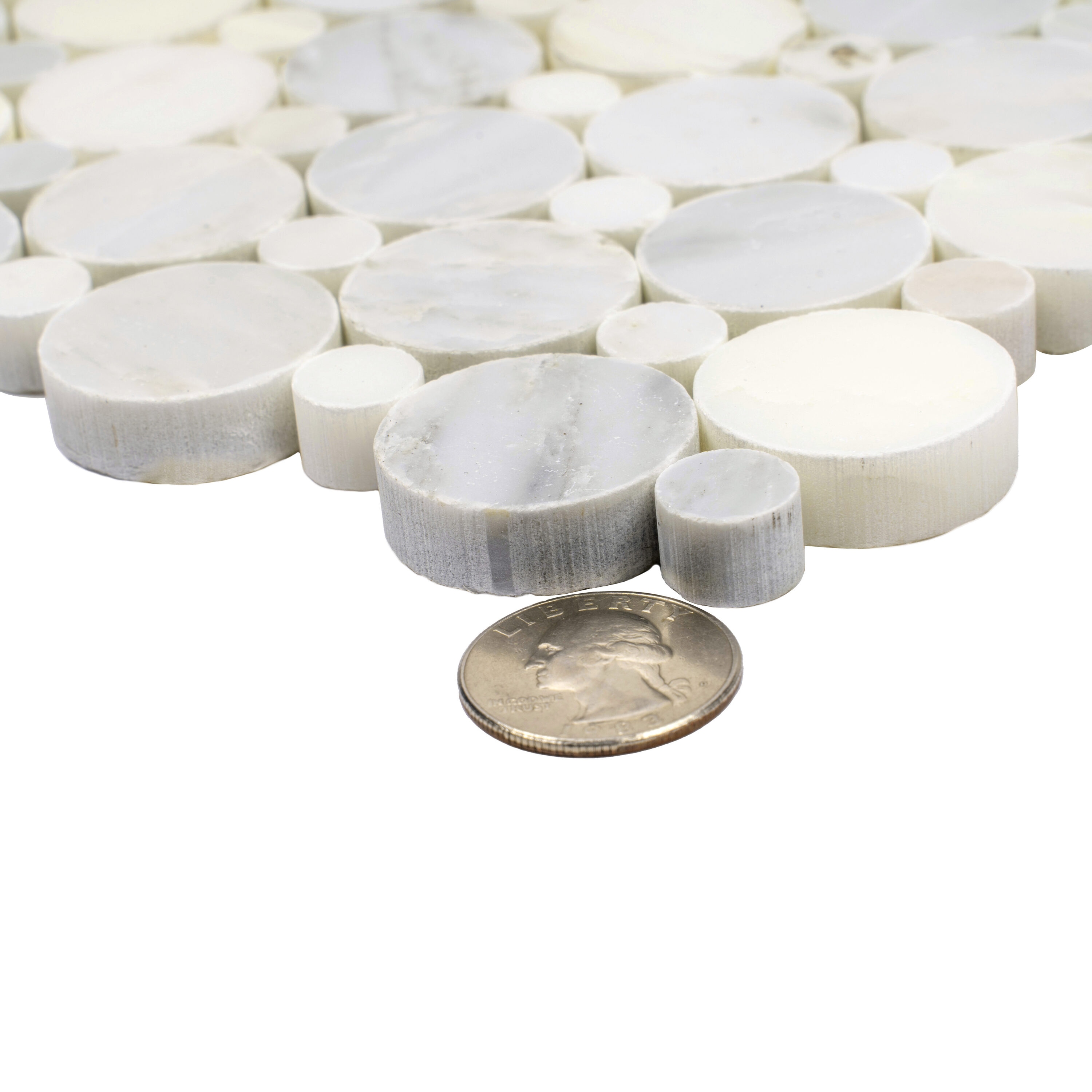 Apollo Tile (Sample) Athens White 4-in x 4-in Polished Marble Circular Mosaic Wall Tile