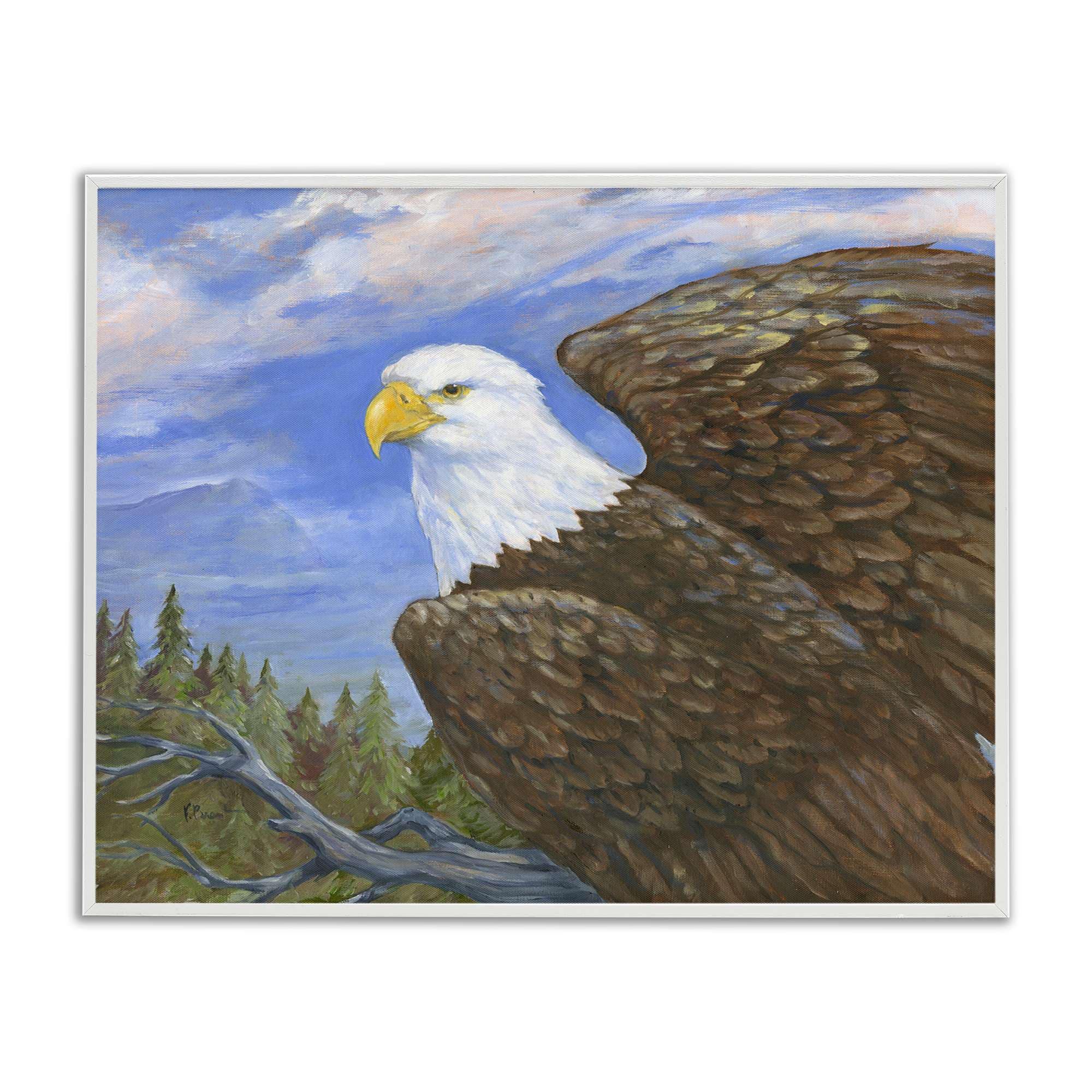 Stupell Industries BT-794-WFR-11X14 Eagle Overlook from Tree Top Framed Giclee design by Paul Brent