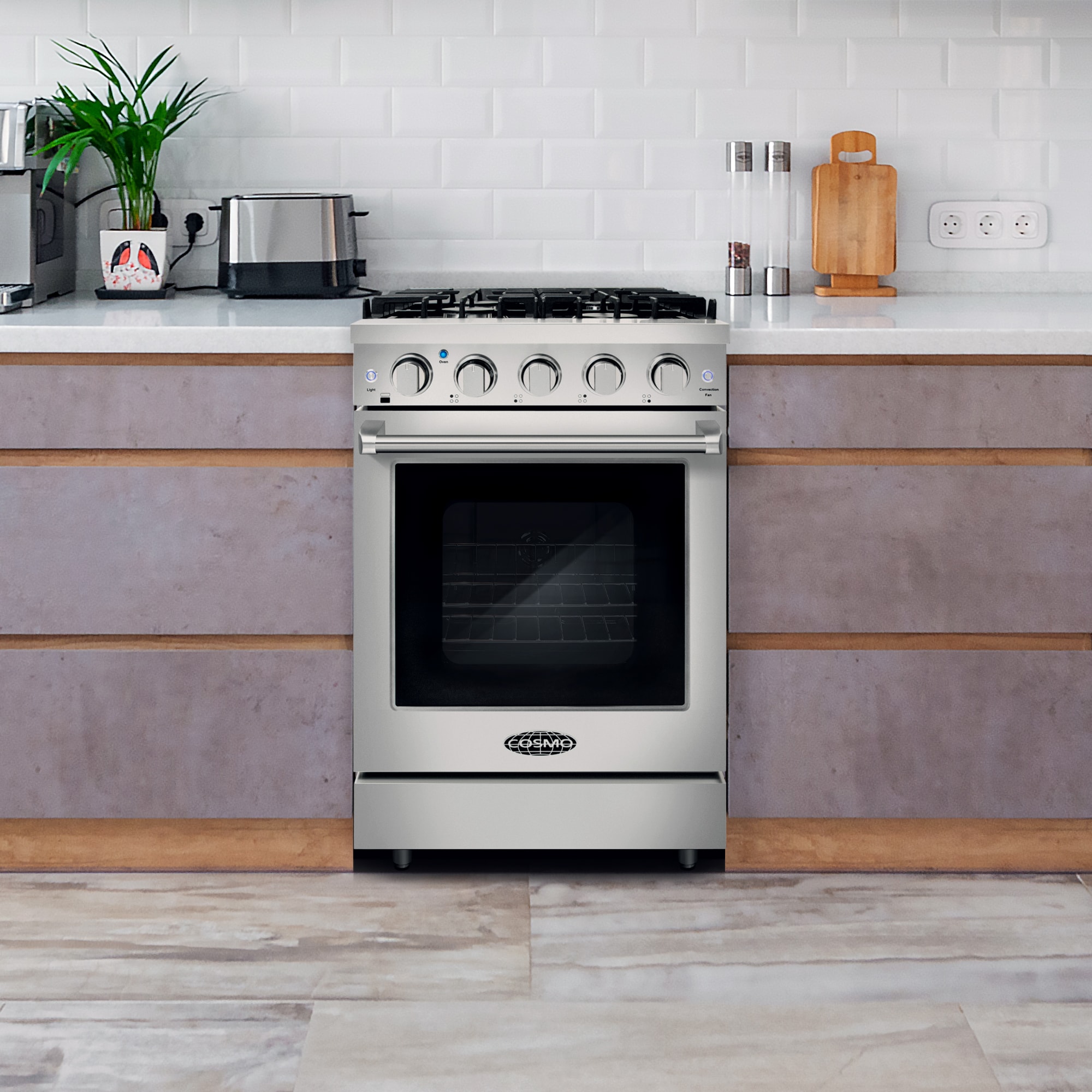 Kwade trouw mooi zo Kijkgat Cosmo Epgr244 24-in 4 Burners 3.73-cu ft Convection Oven Freestanding  Natural Gas Range (Stainless Steel) in the Single Oven Gas Ranges  department at Lowes.com