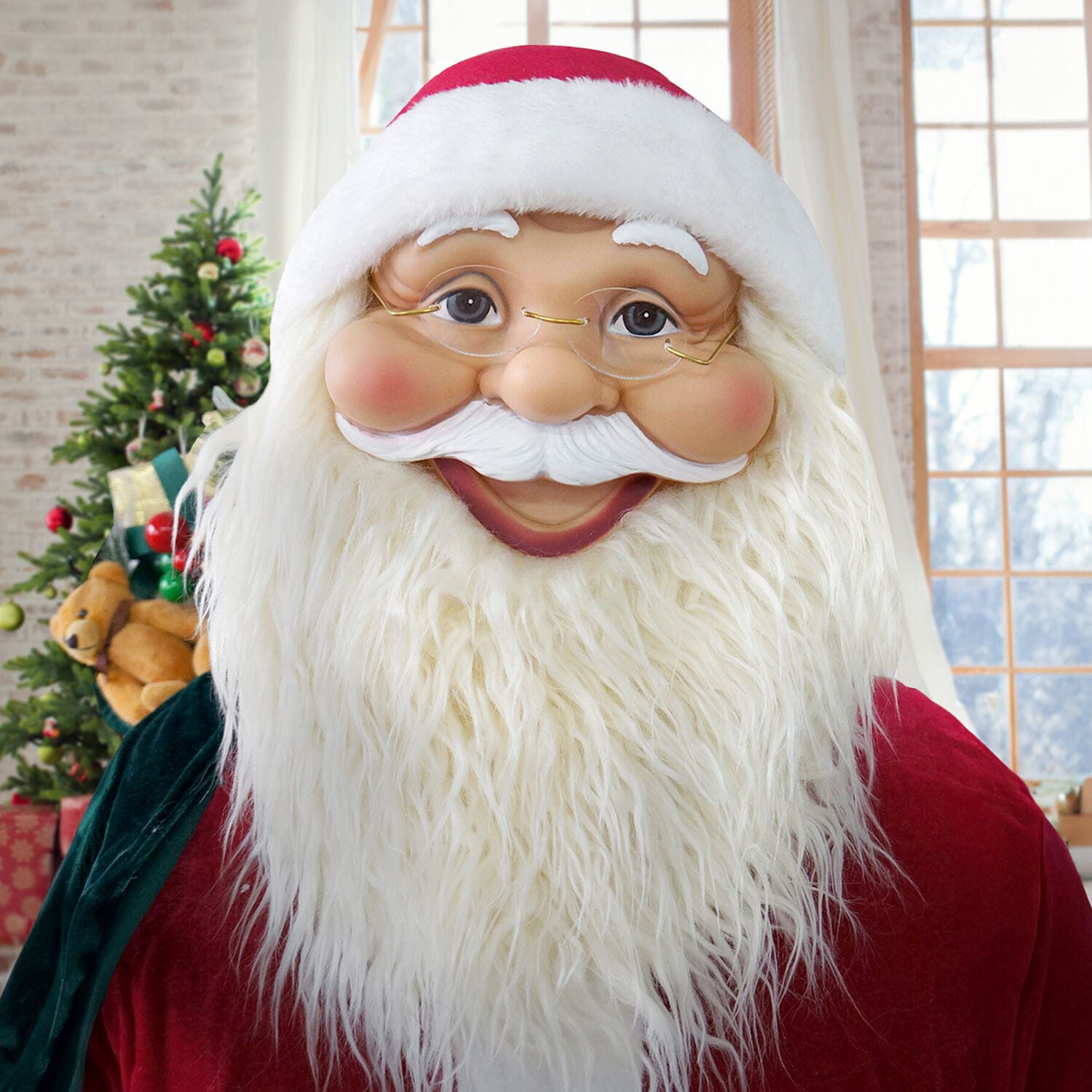 Life-Size Red Velvet Dancing Santa with Teddy Bear