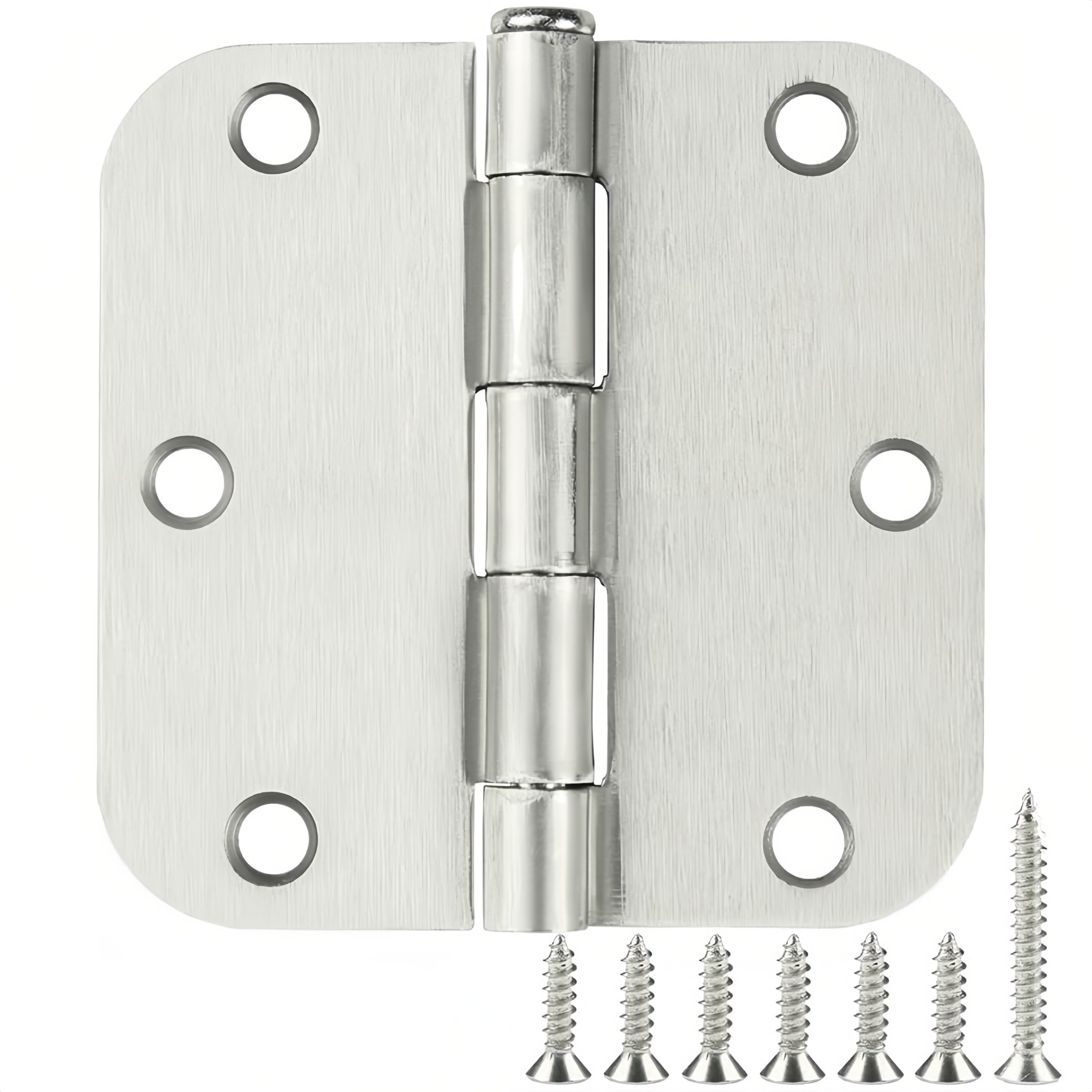 Numhew 3.5in x 3.5in 30-Pack 5/8in Radius Corners Satin Nickel Rounded Interior Door Hinges Brushed Finish Silver Hinge Hardware