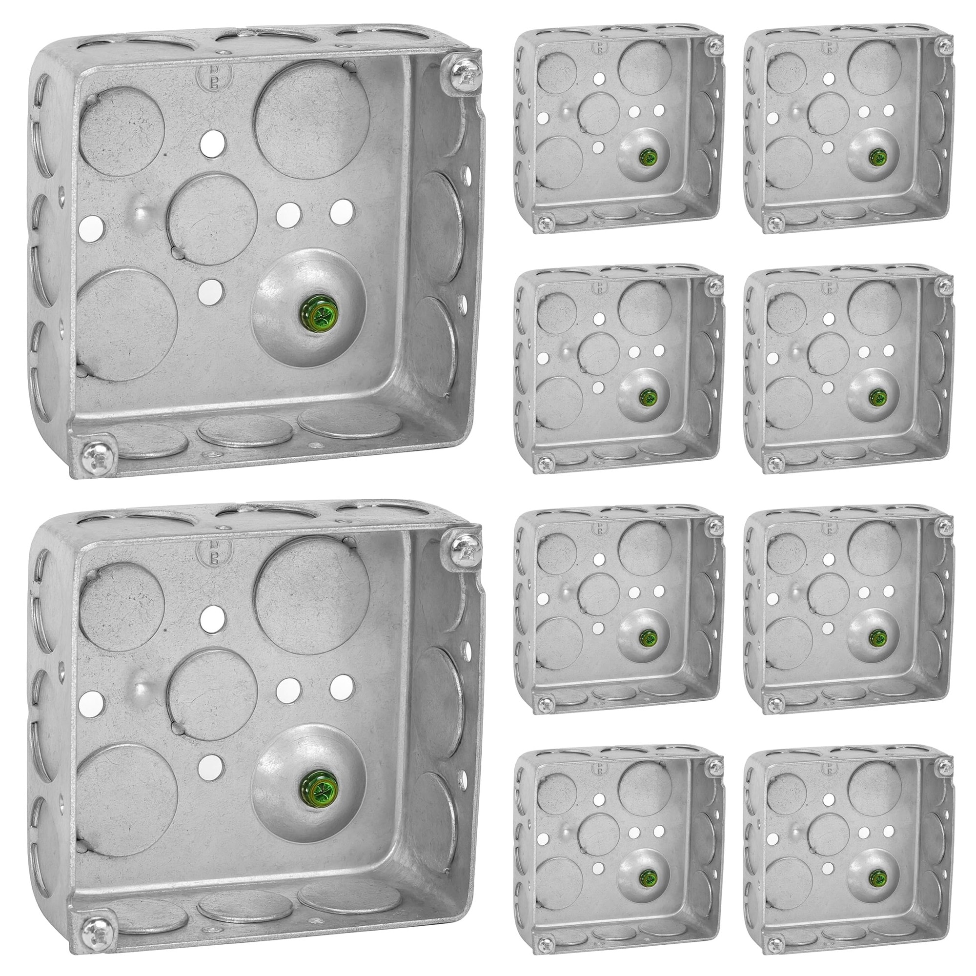 Numhew 4in W x 4in H x 2.13in D 10-Pack Steel Silver Electrical Junction Box