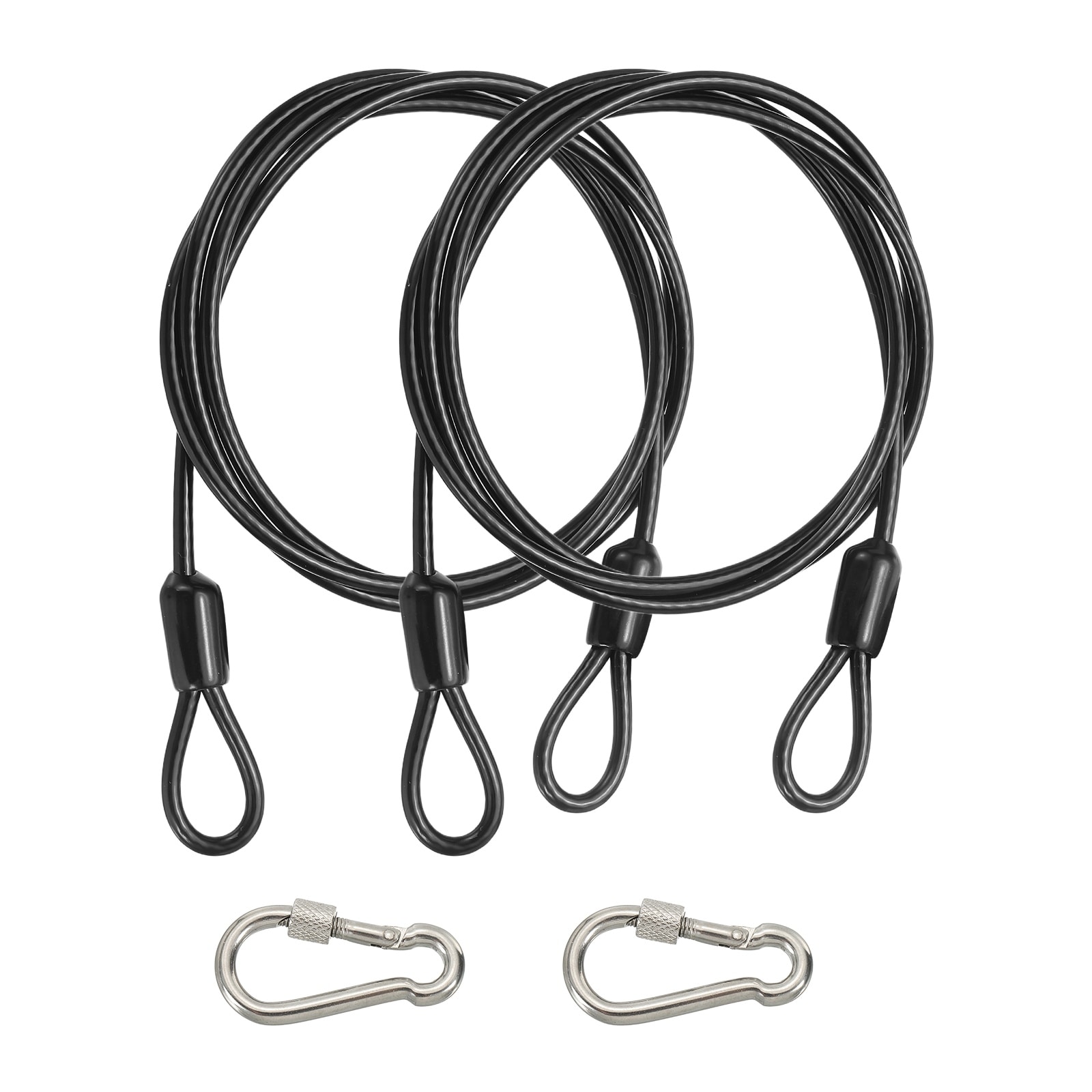 PATIKIL Security Cable 3 ft x 1/8inch (3mm) 2pcs Braided Stainless Steel Coated Safety Wire Rope with Double Loop for Travel Luggage Bicycle Lock Cable Black #S26051400UX4607
