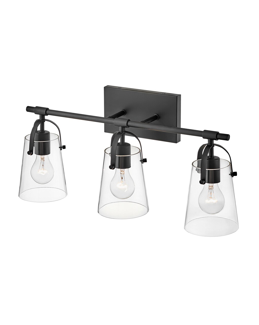 Foster Black and Clear Glass 3-Light Vanity Fixture