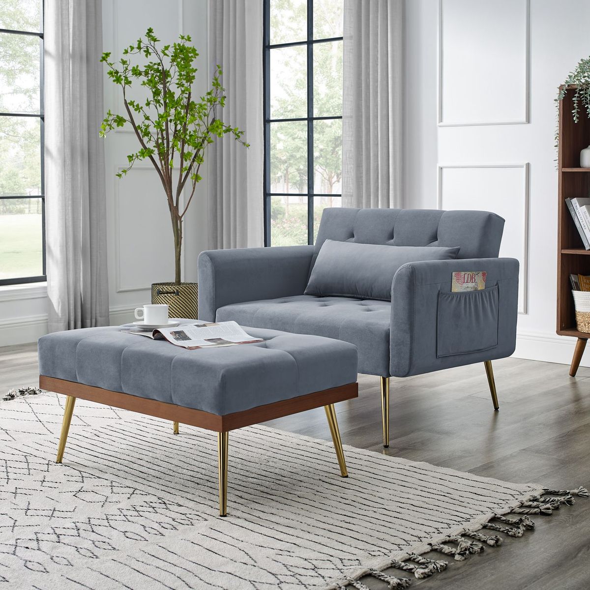 JASMODER W48739604 Modern Grey Polyester/Blend Sofa