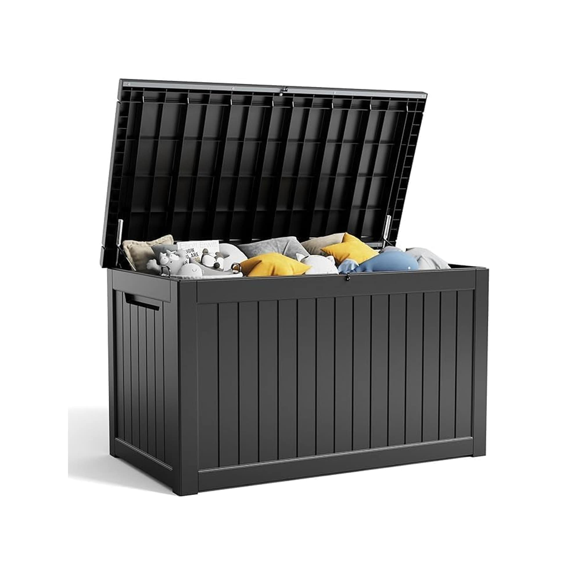 Gaierptone CRXQ4D8SVIC Deck Box 57.87-in L x 32.24-in 230-Gallon Black Plastic Deck Box