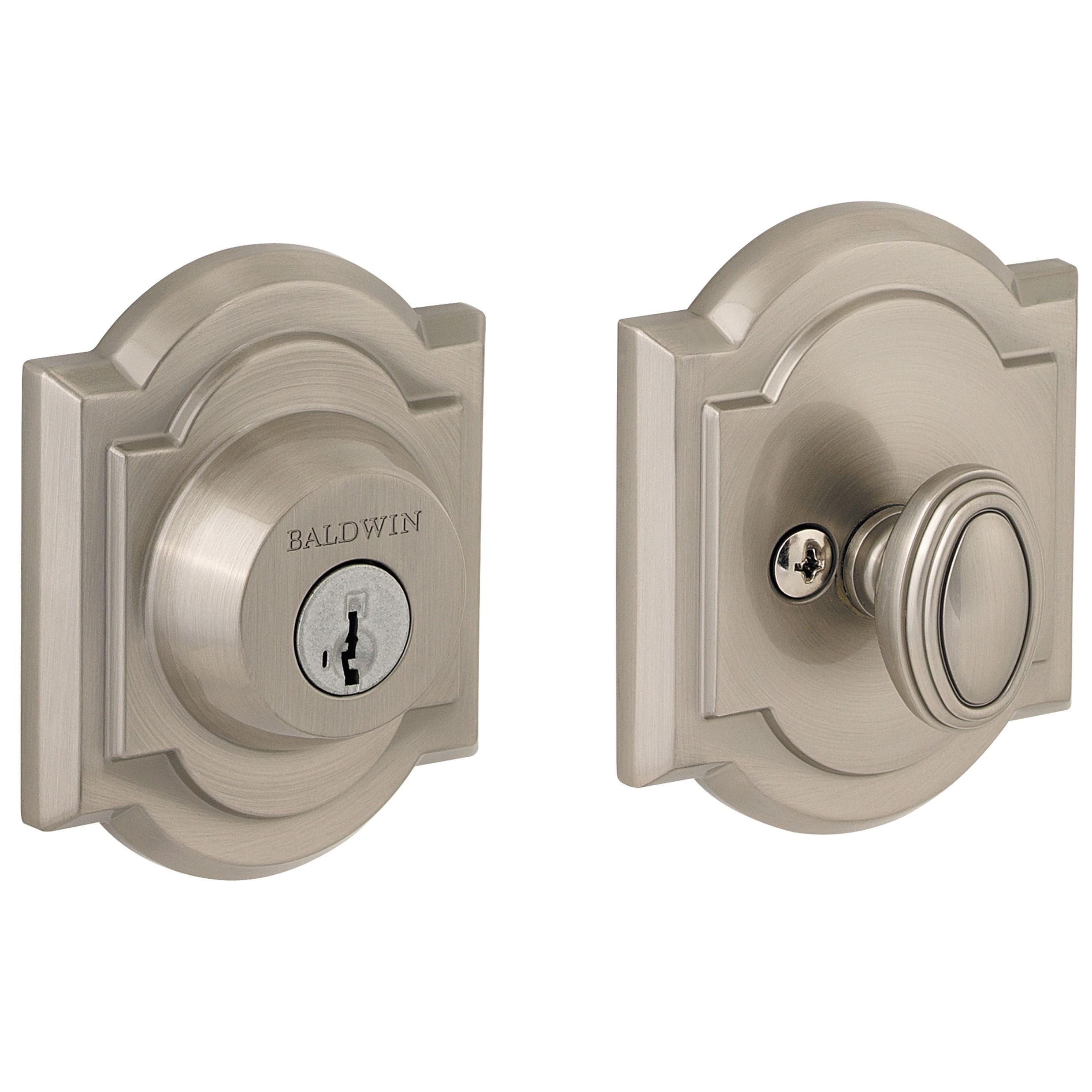 Baldwin 380 ARB 15 SMT CP RCAL Prestige Series Round Satin Nickel Single Cylinder Deadbolt with SmartKey