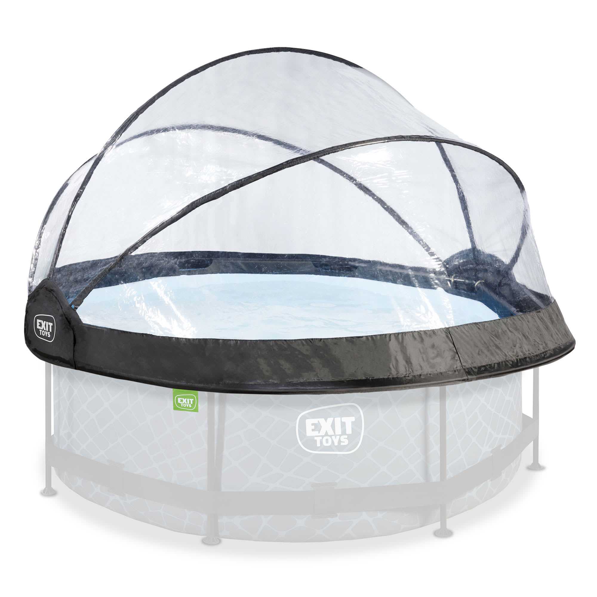 EXIT Toys 396616 8 Foot Round Multifunctional All Weather Pool Cover Dome Compatible with Clean and Warm Water Outdoor Frame Pools Transparent