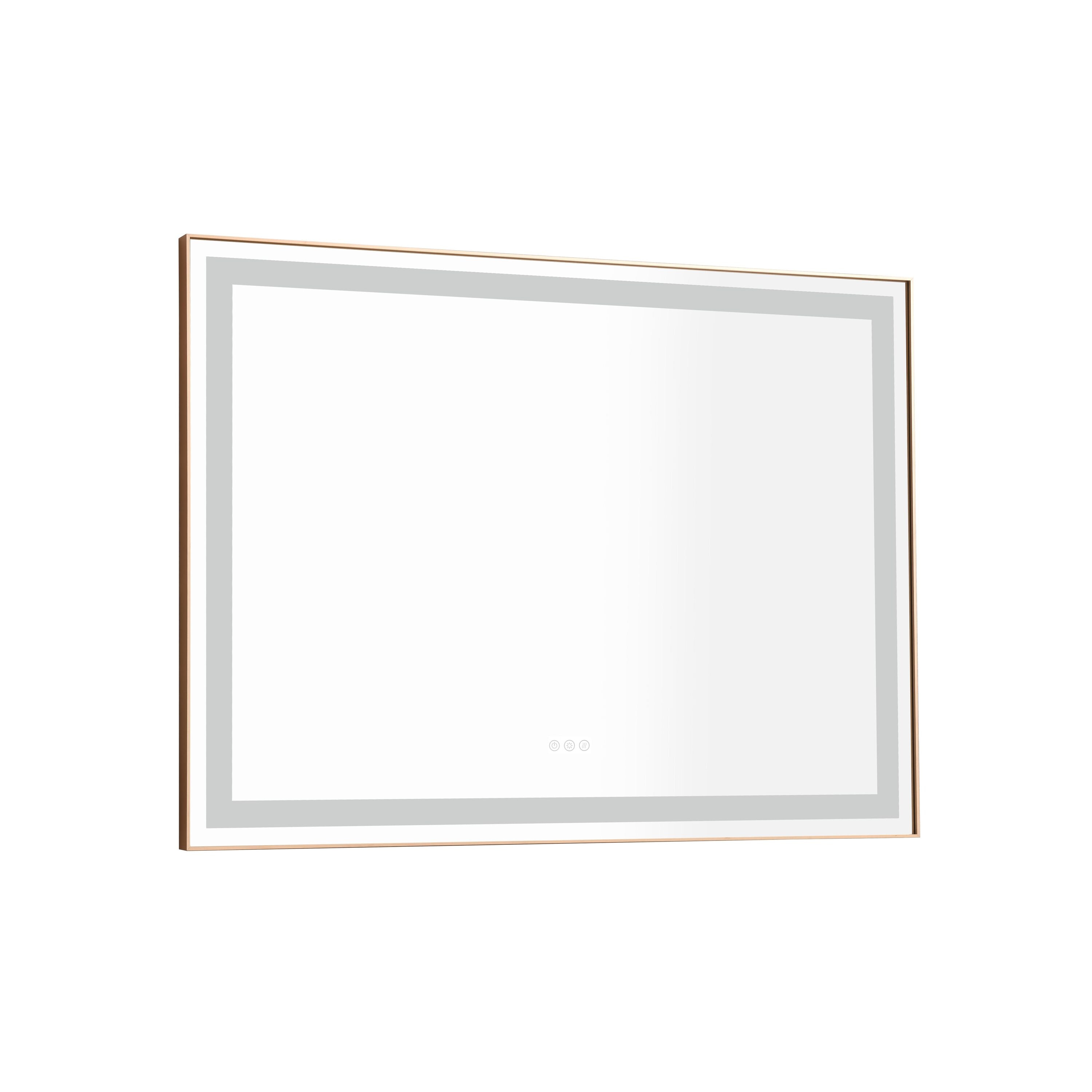 Bayfeve BF-77960-MIR 48-Inches x 36-Inches Framed Rectangle Dimmable Lighted Fog Free Bathroom Vanity Mirror ( Gold )