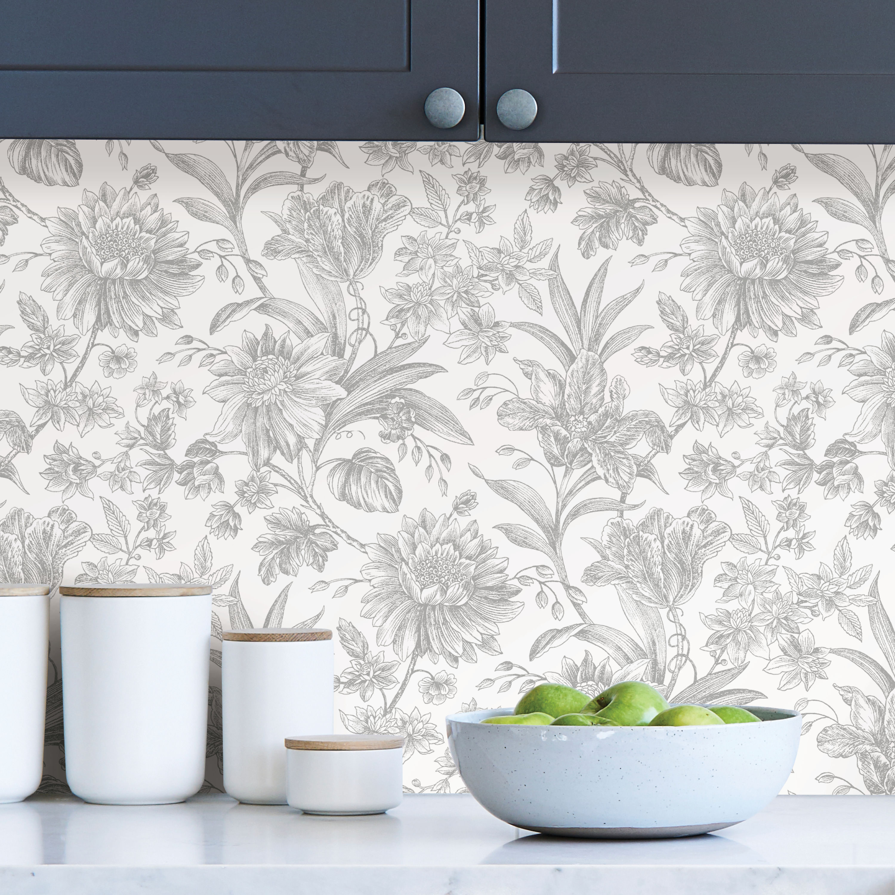 Grey Floral Wallpaper  Bed Bath  Beyond