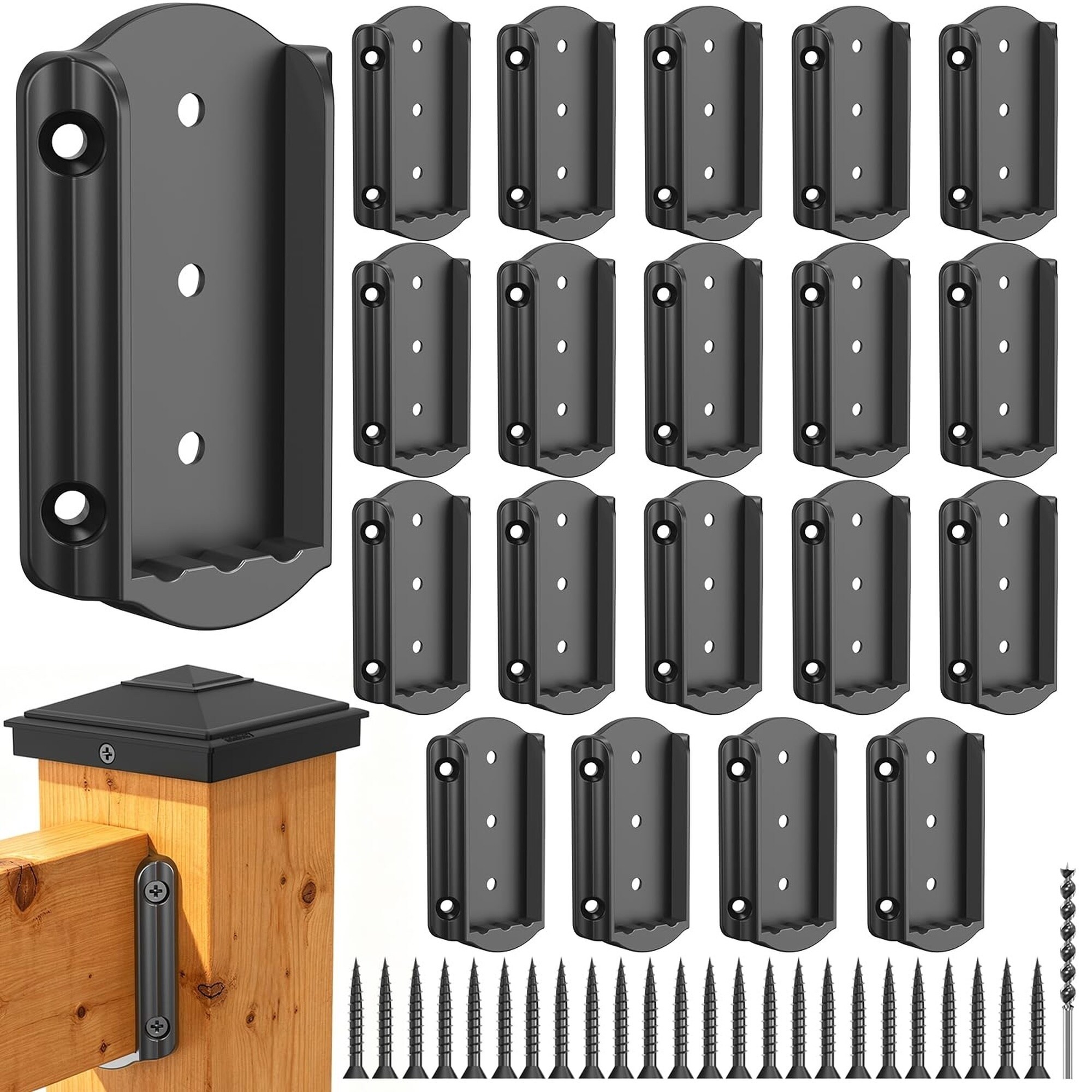 Numhew 3.95in L 2.44in W 3.95in H 20-Pack Black Deck Railing Bracket Connectors