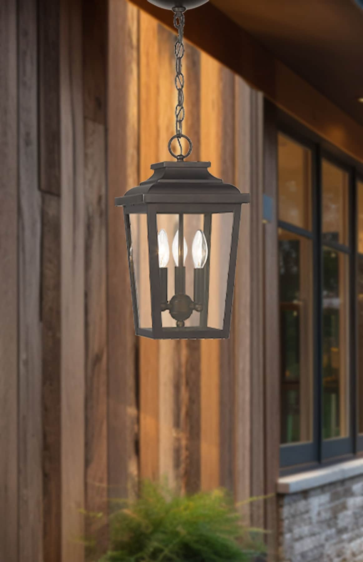 The Great Outdoors Irvington Manor 3-Light Chelsea Bronze Coastal Clear ...