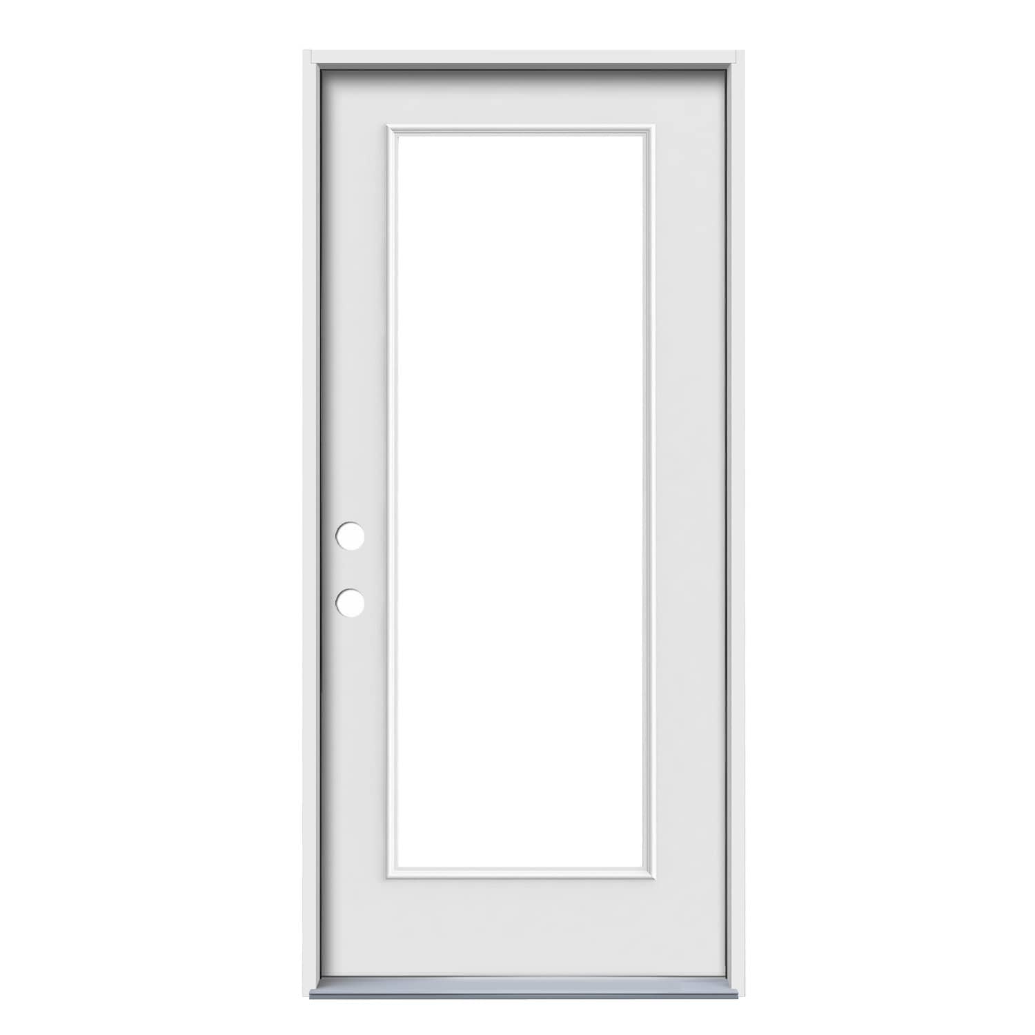 32-in x 80-in Tempered Primed Steel Right-Hand Inswing Single Door Center-hinged Patio Door in Off-White | - JELD-WEN JW230600167