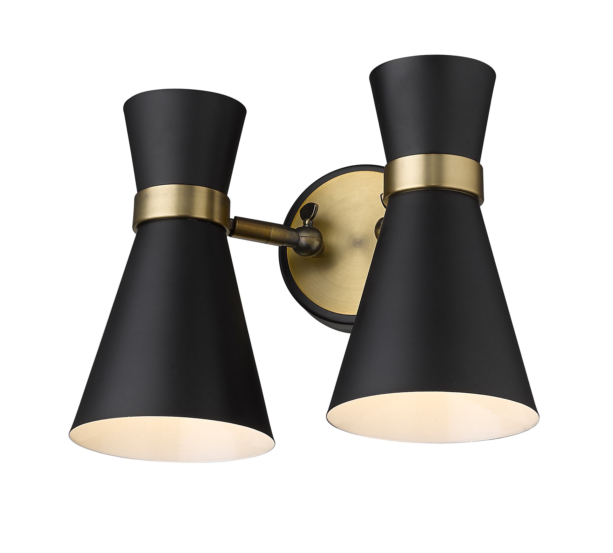 Soriano Matte Black and Brass Twin Light Wall Sconce