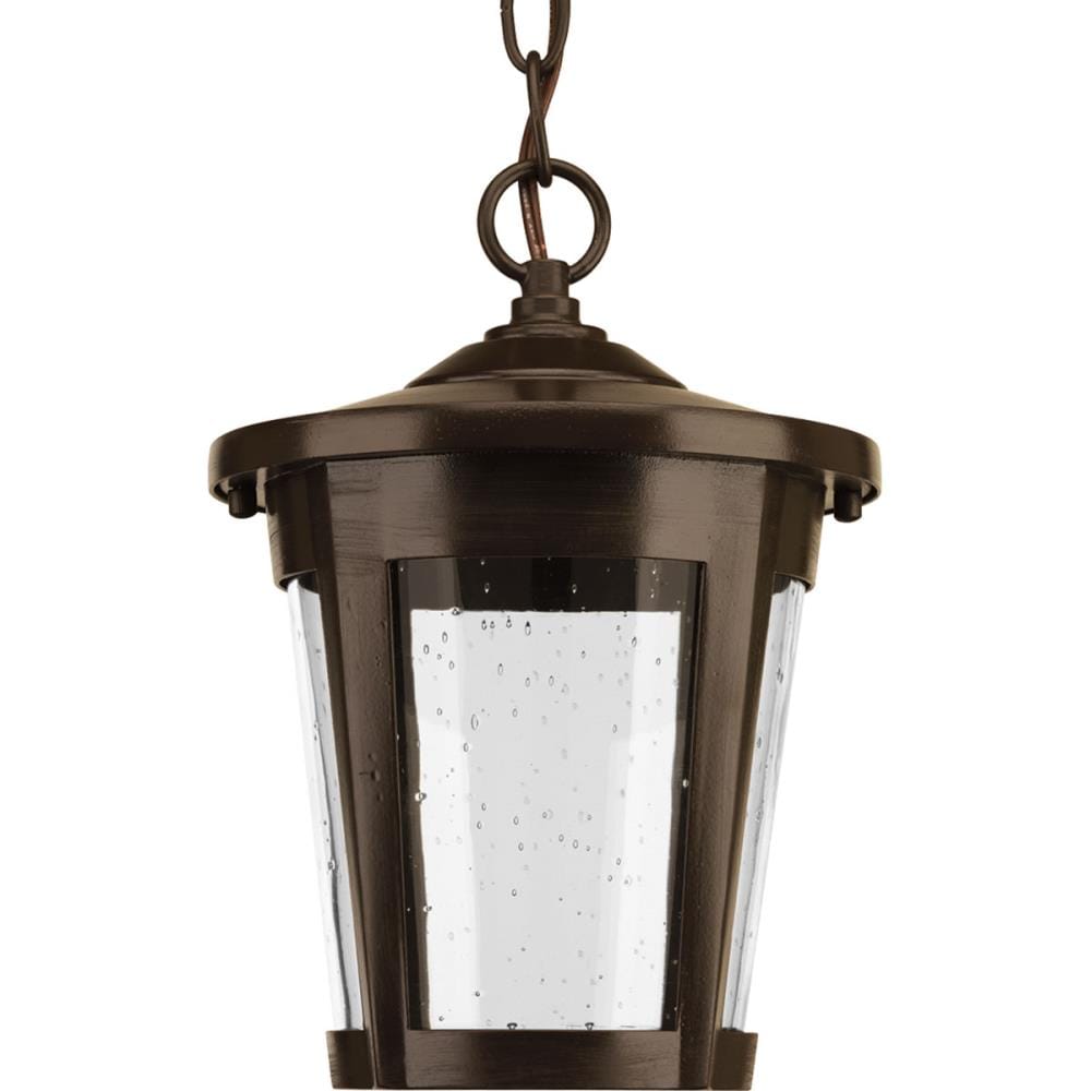 Progress Lighting East Haven LED Antique Bronze Transitional Seeded Glass Lantern LED Pendant Light
