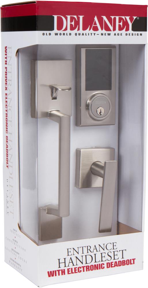 Delaney Hardware D43201V Avino Avino Satin Nickel Single-Cylinder Deadbolt Keyed entry door handleset with Knob