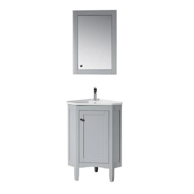 Gray Single Sink Bathroom Vanity With, Corner Bathroom Cabinets With Sink