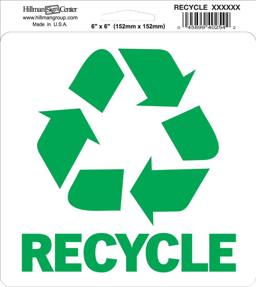 Self Adhesive 4 pack of recycling Signs Sticker, Decal paper glass plastic  cans