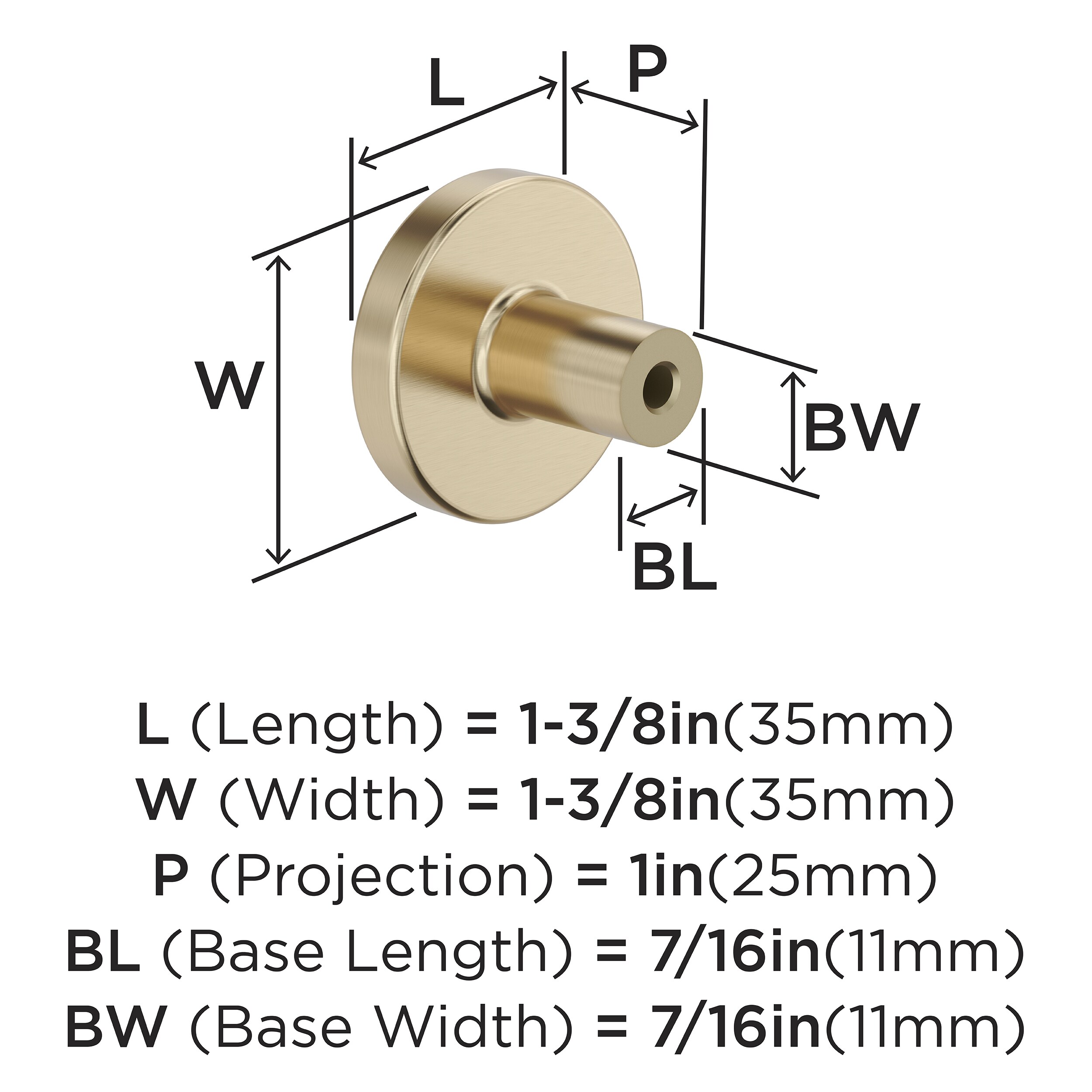 Golden Champagne Polished Steel Round Cabinet Knob