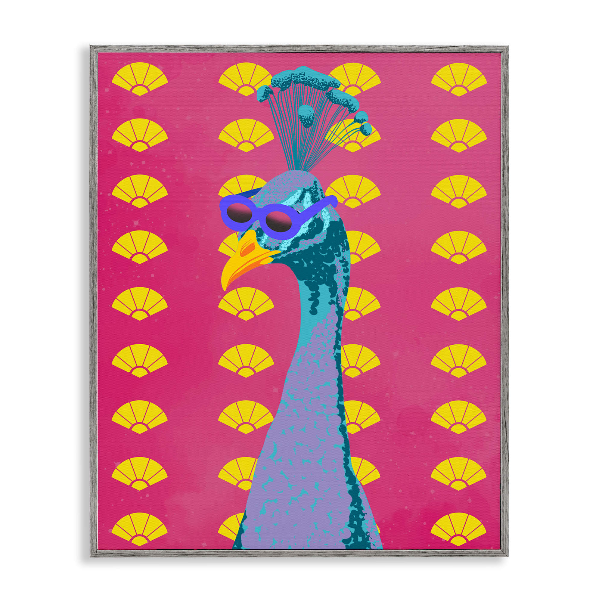 Stupell Industries BS-073-GFF-11X14 Vibrant Mod Peacock Framed Giclee design by Marcus Prime