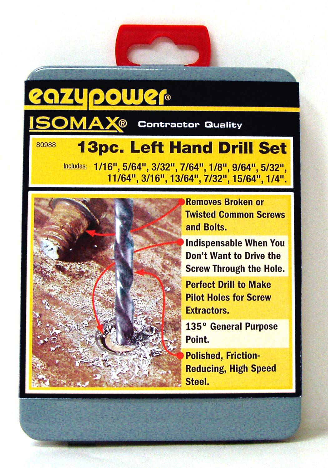 Eazypower 80988 Left Handed Drill Bit Set 13 Piece Set #80988-7C96
