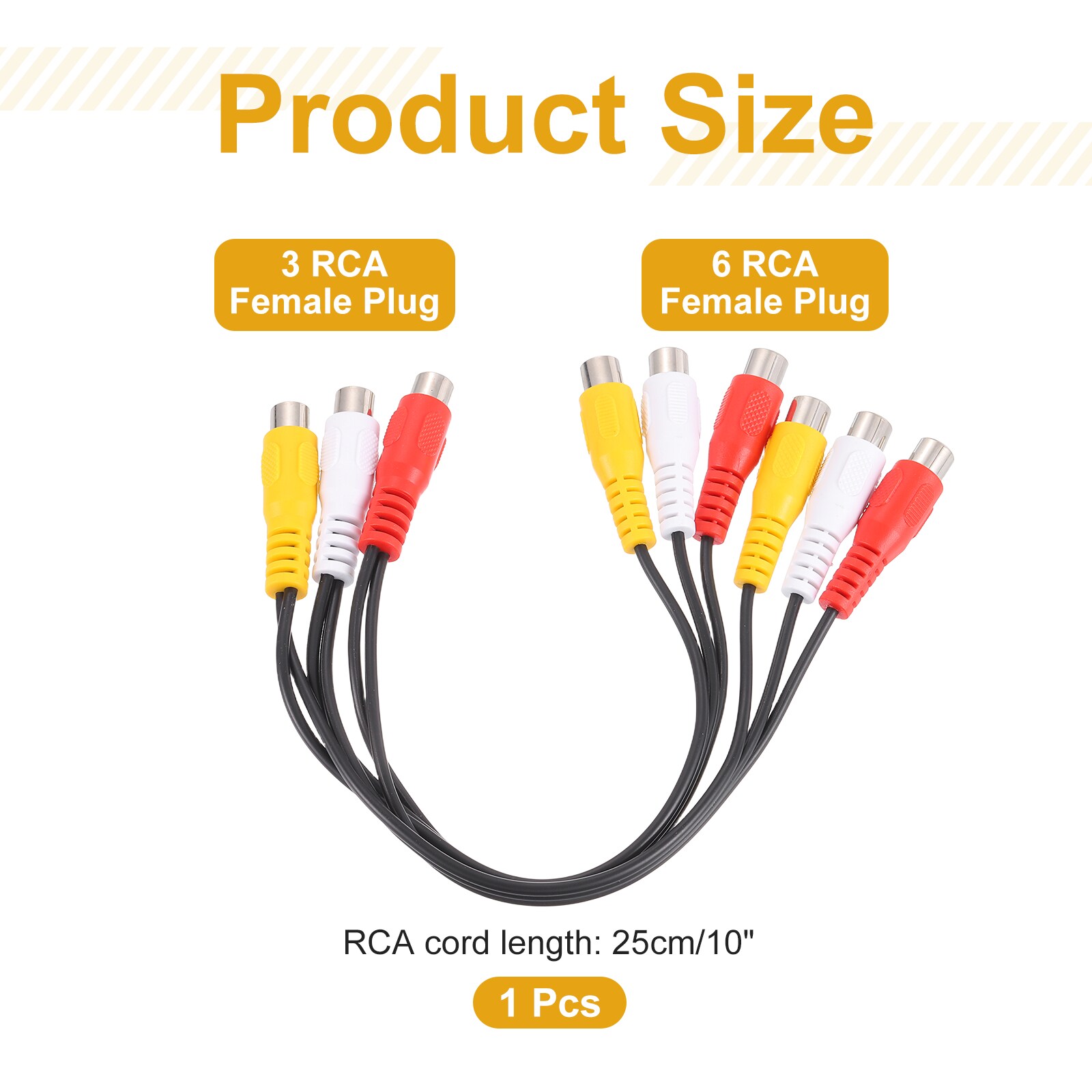 Unique Bargains AV Audio Video Splitter Cable 3 RCA Female Plug to 6 ...