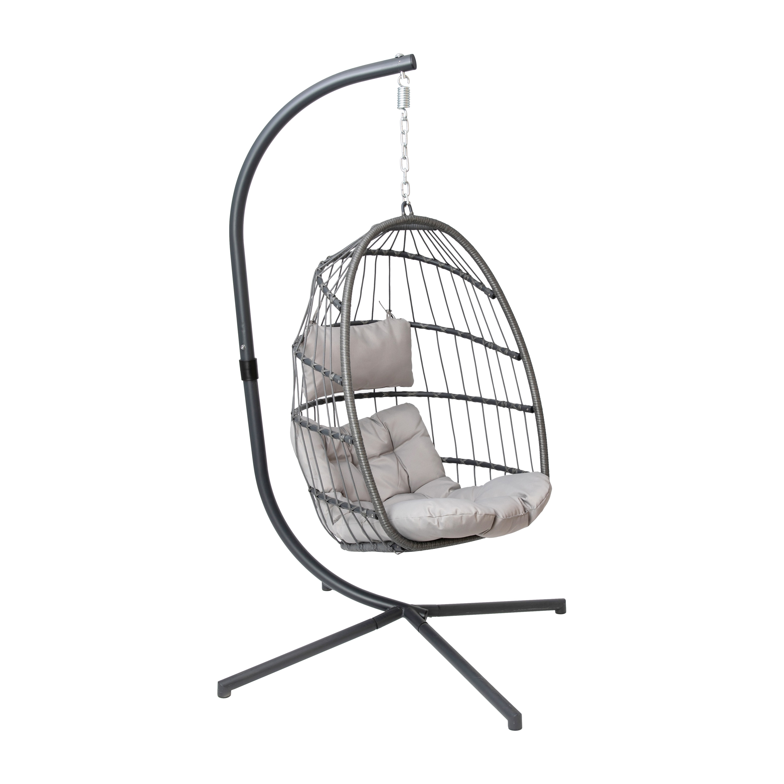 Taylor & Logan Corbin Gray Fabric Hammock chair with Stand #196861090646