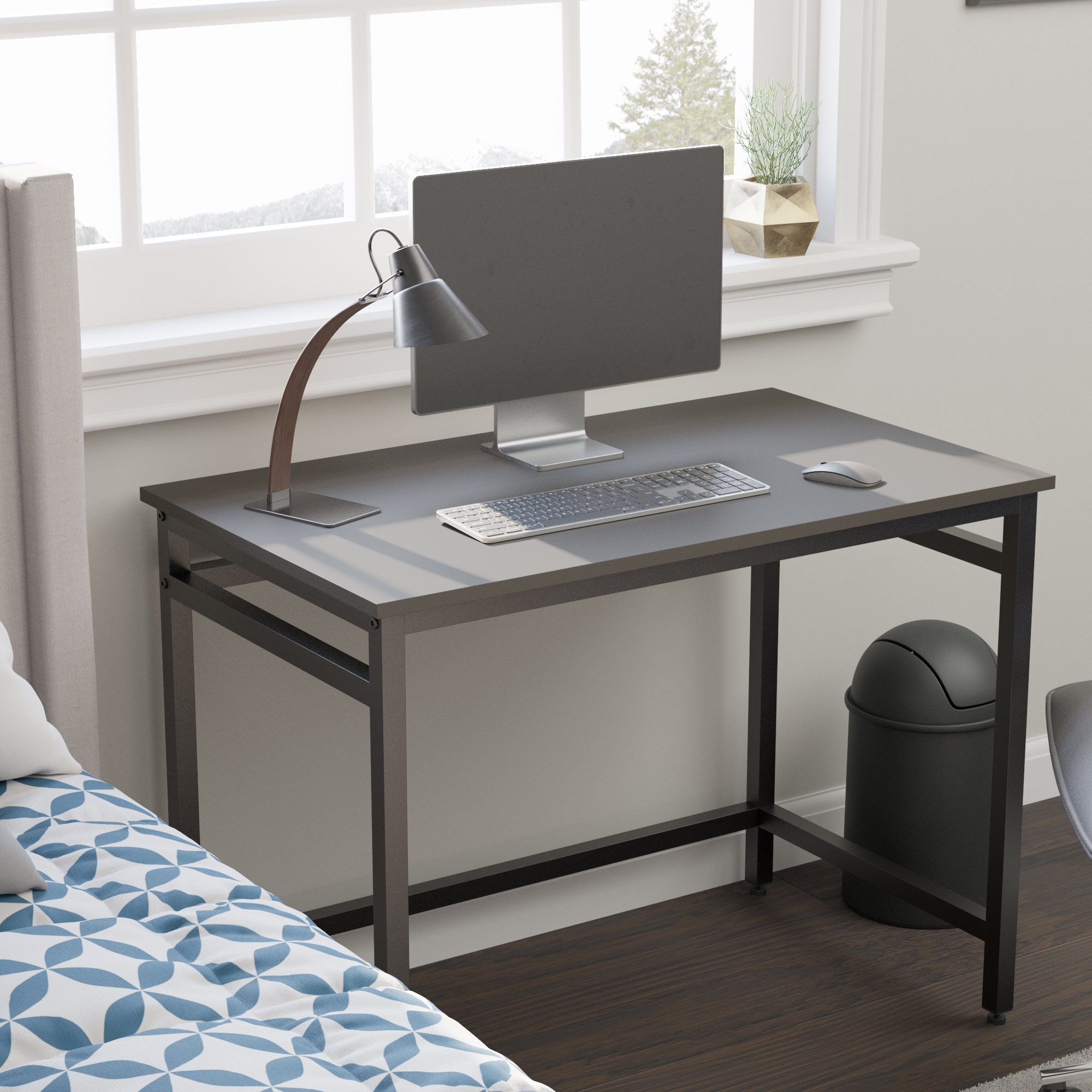 Brookside Delle Industrial 40-in Gray Classic Computer Desk in the