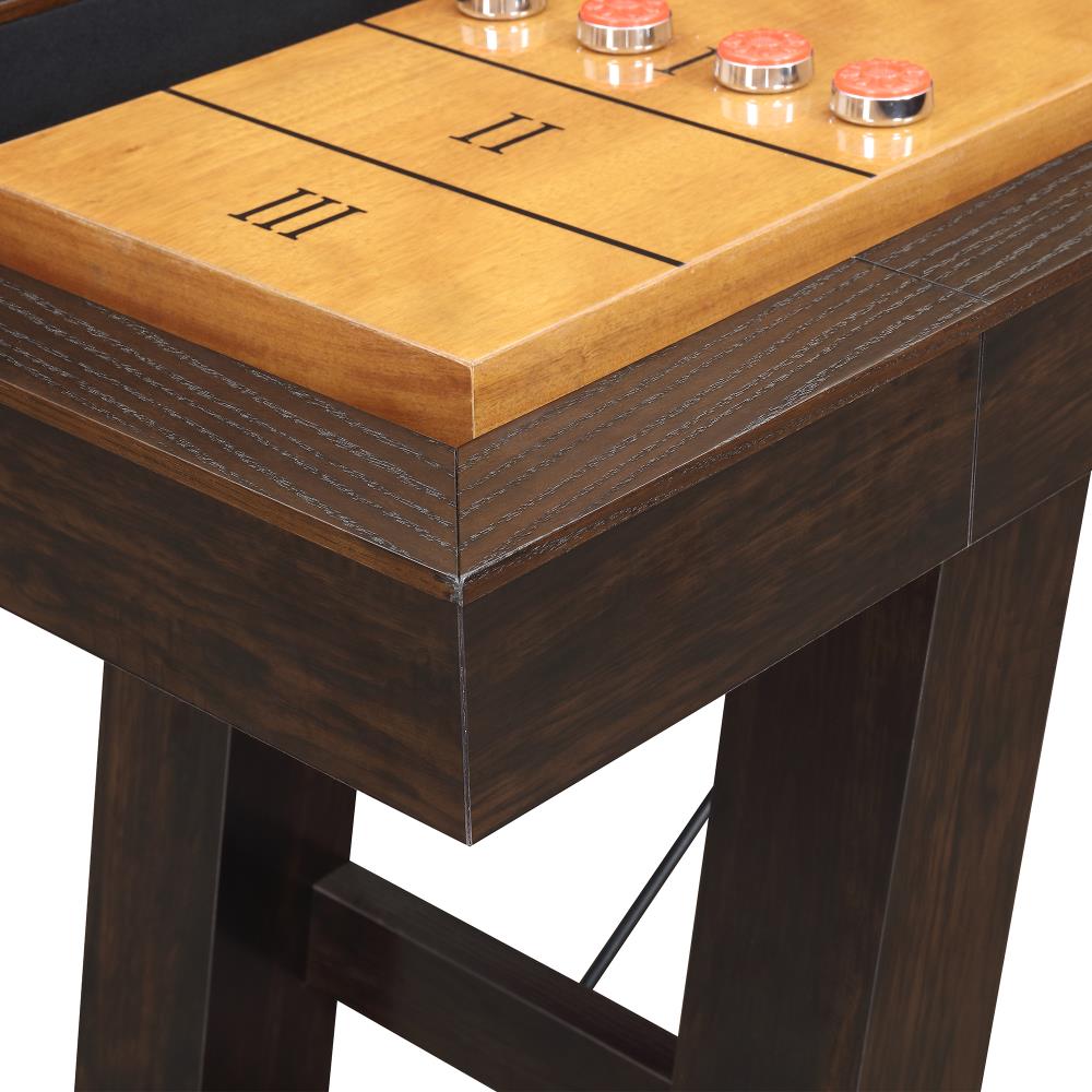 Asher Brown Spruce Veneer Shuffleboard Table with Solid Wood Legs